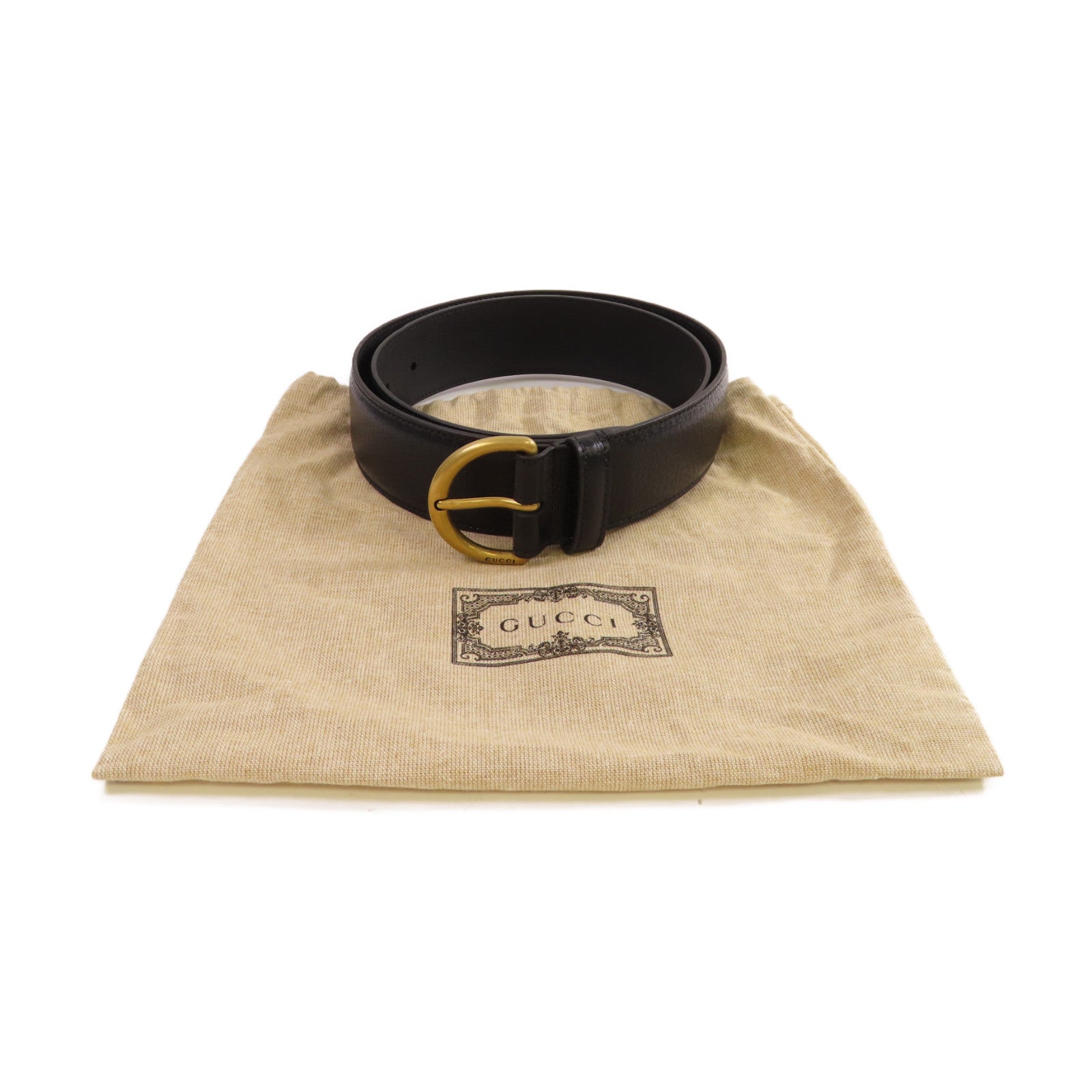 GUCCI 【激減優惠】牛皮皮革GG Marmont Wide Belt金扣皮帶黑色