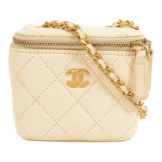 CHANEL 羊皮皮革Mini Vanity Case With Gold Ball鏈帶肩背袋