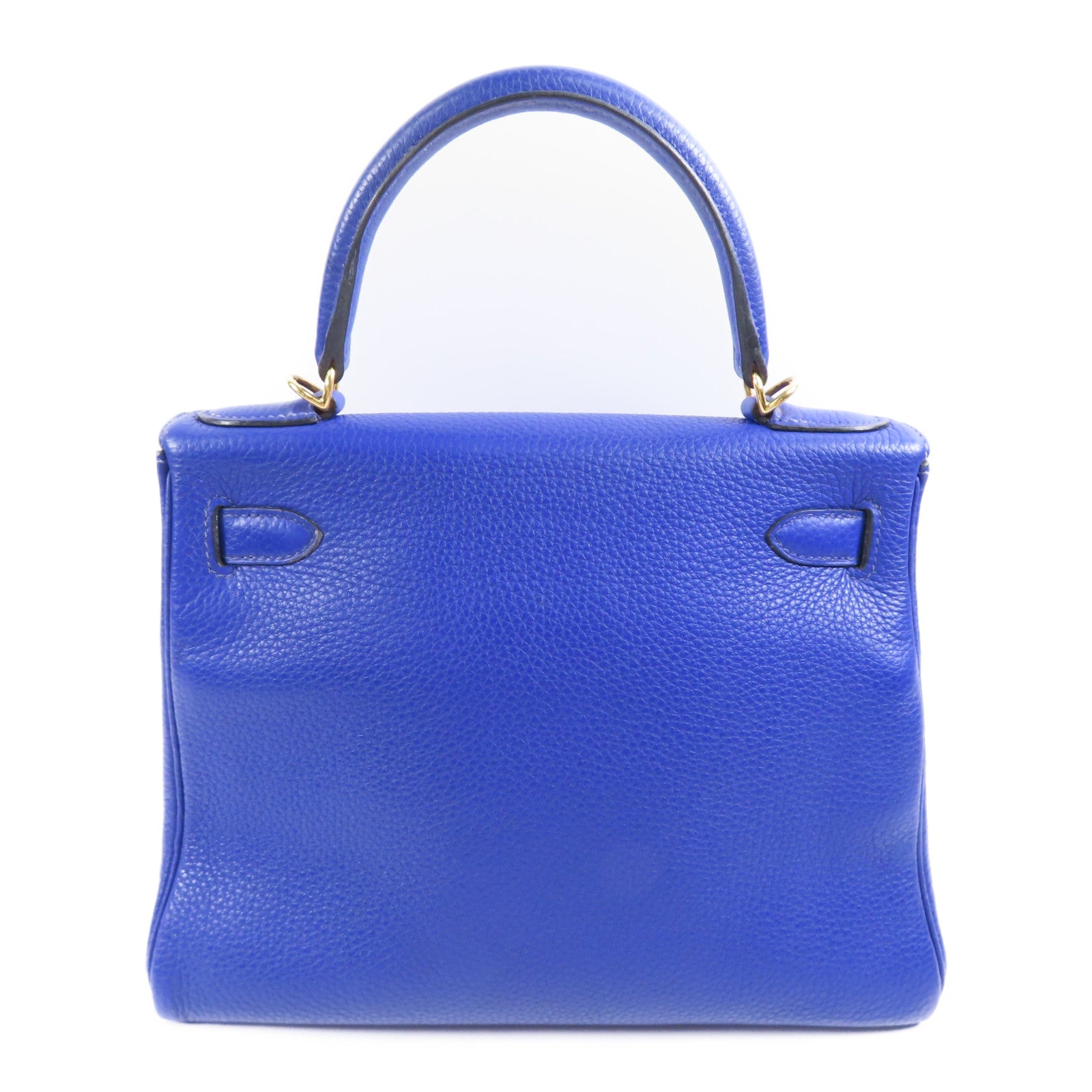 HERMES Clemence皮革Kelly 28金扣手挽肩背兩用袋71 Bleu France