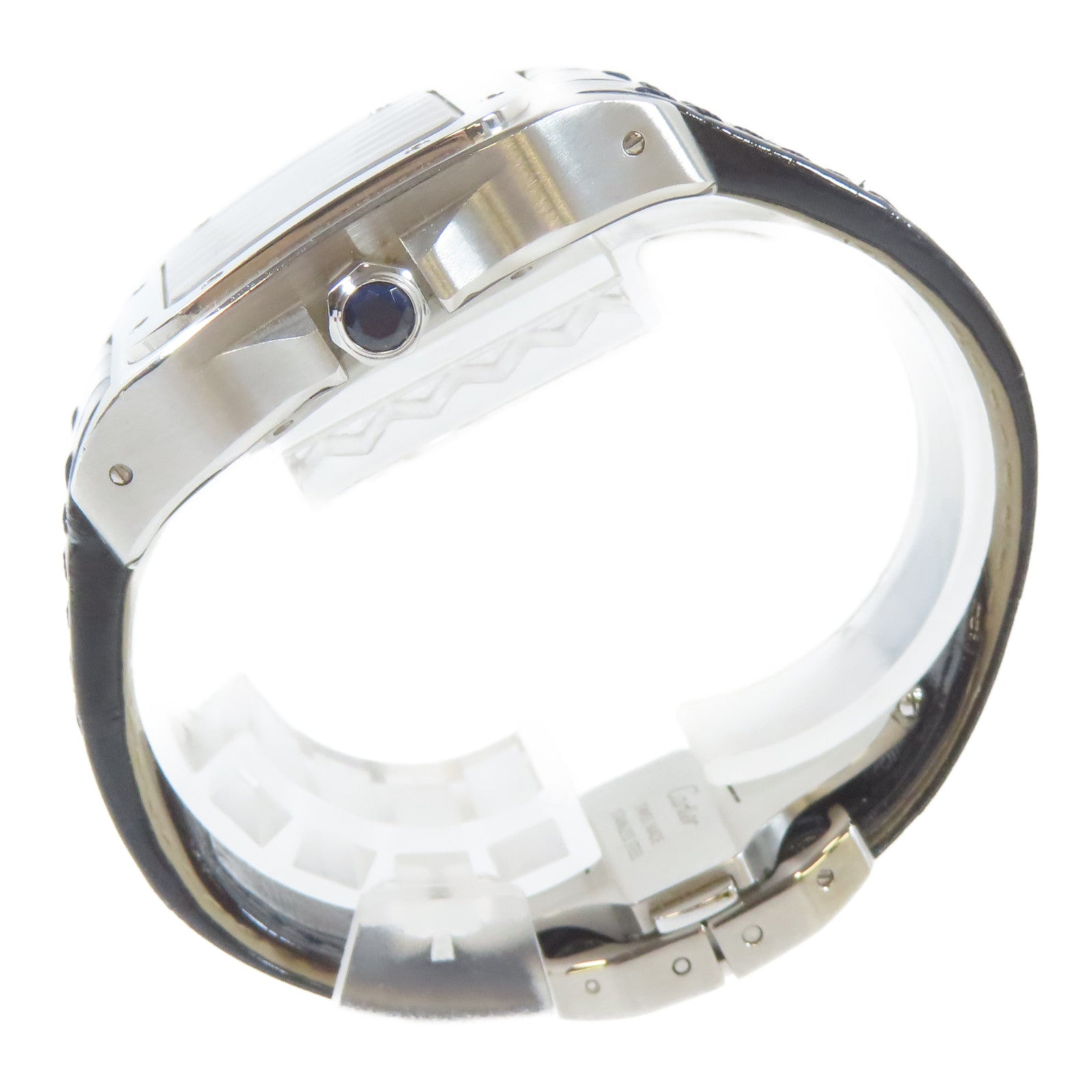 CARTIER Santos 100不鏽鋼/皮革手錶自動機芯白色#16cm