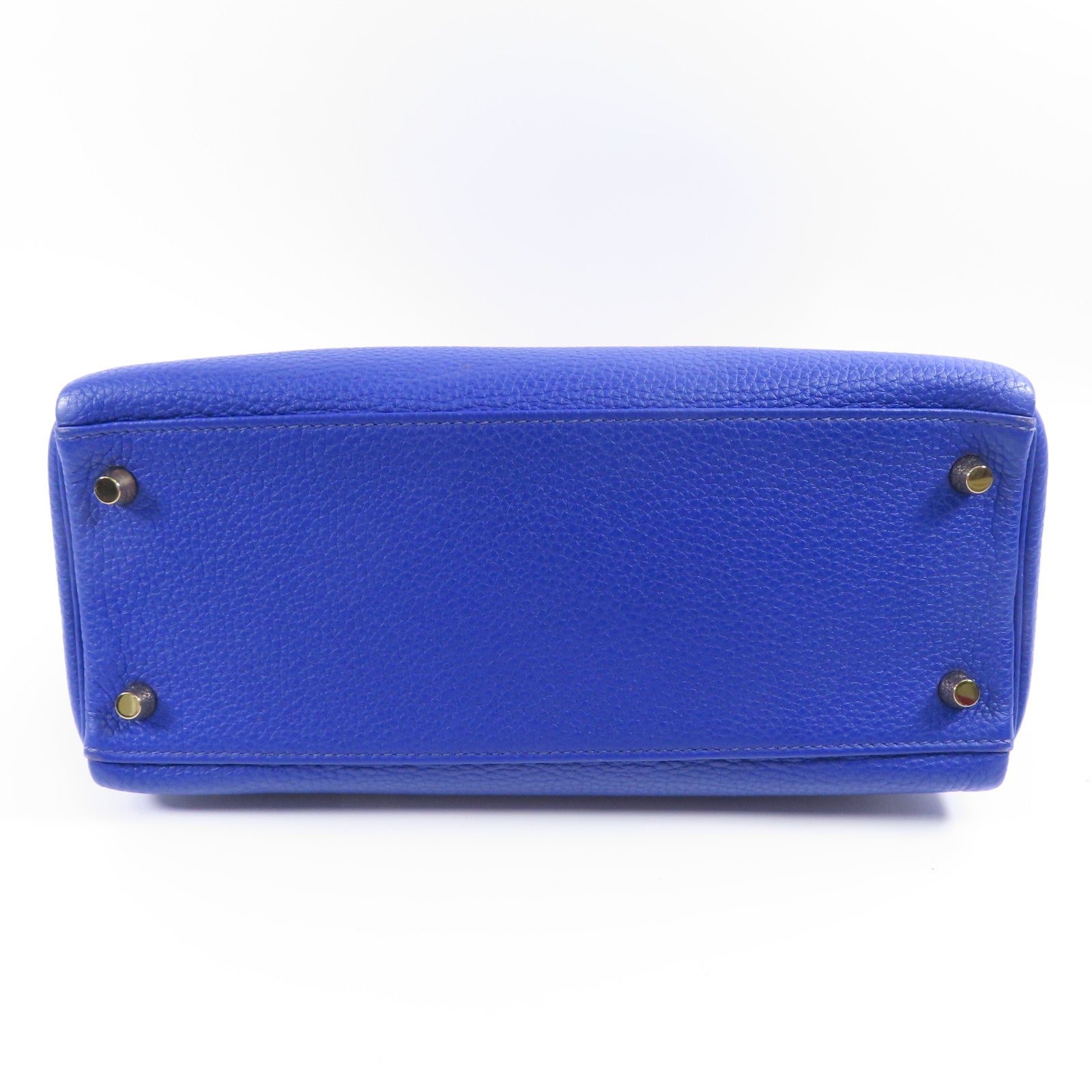 HERMES Clemence皮革Kelly 28金扣手挽肩背兩用袋71 Bleu France