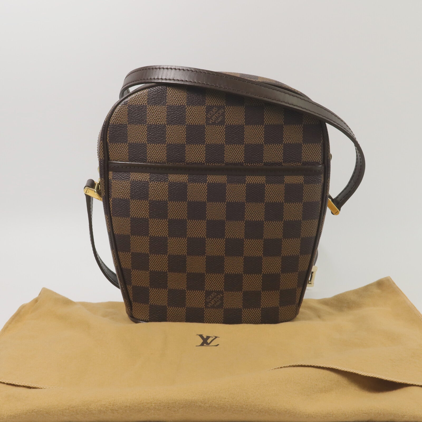 LOUIS VUITTON Damier Ipanema PM金扣肩背袋
