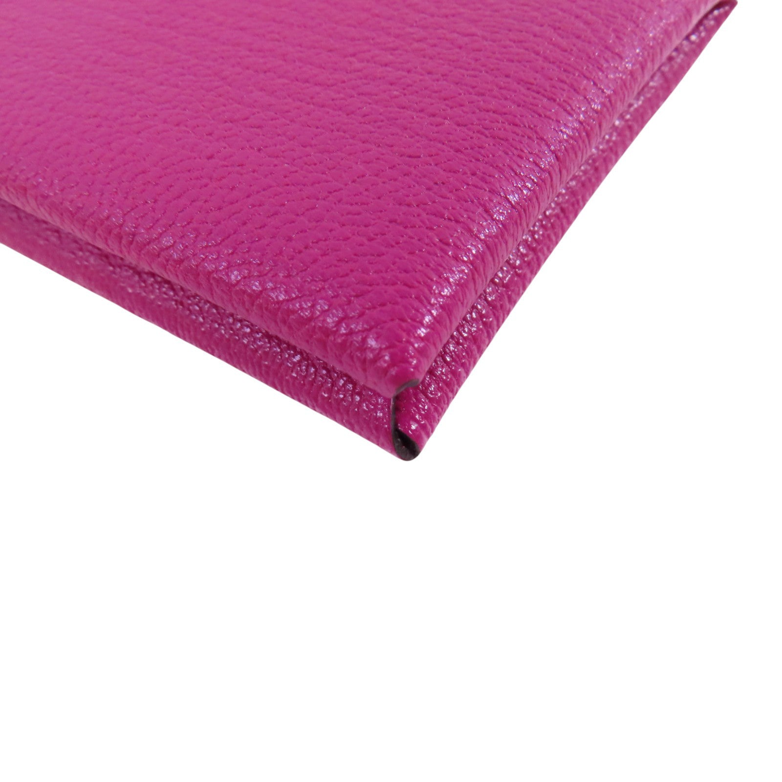 HERMES PHW Calvi Card Case Card Holder Chevre Leather