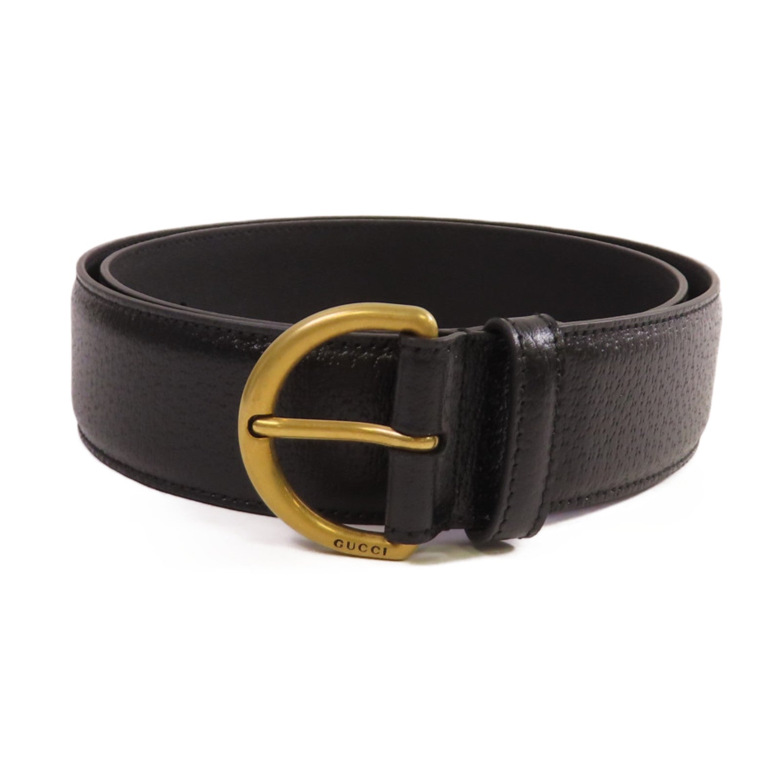 GUCCI 【激減優惠】牛皮皮革GG Marmont Wide Belt金扣皮帶黑色