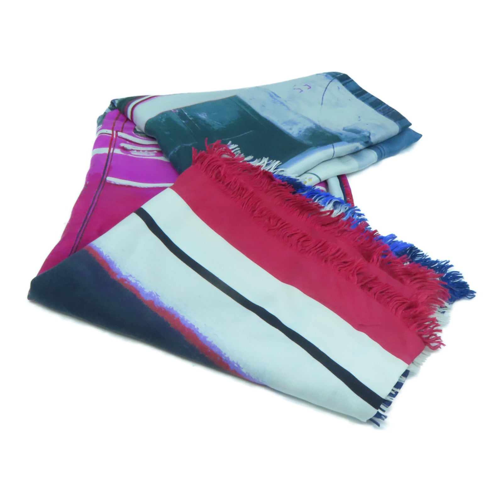 CHANEL 【激減優惠】絲質Scarf圍巾藍色/紅色