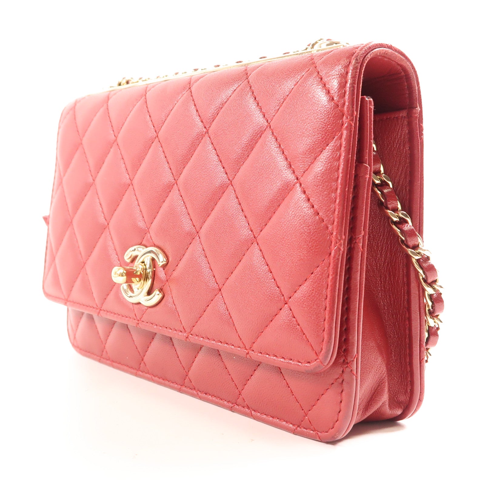 CHANEL 牛皮皮革WOC Wallet On Chain金扣鏈帶肩背袋