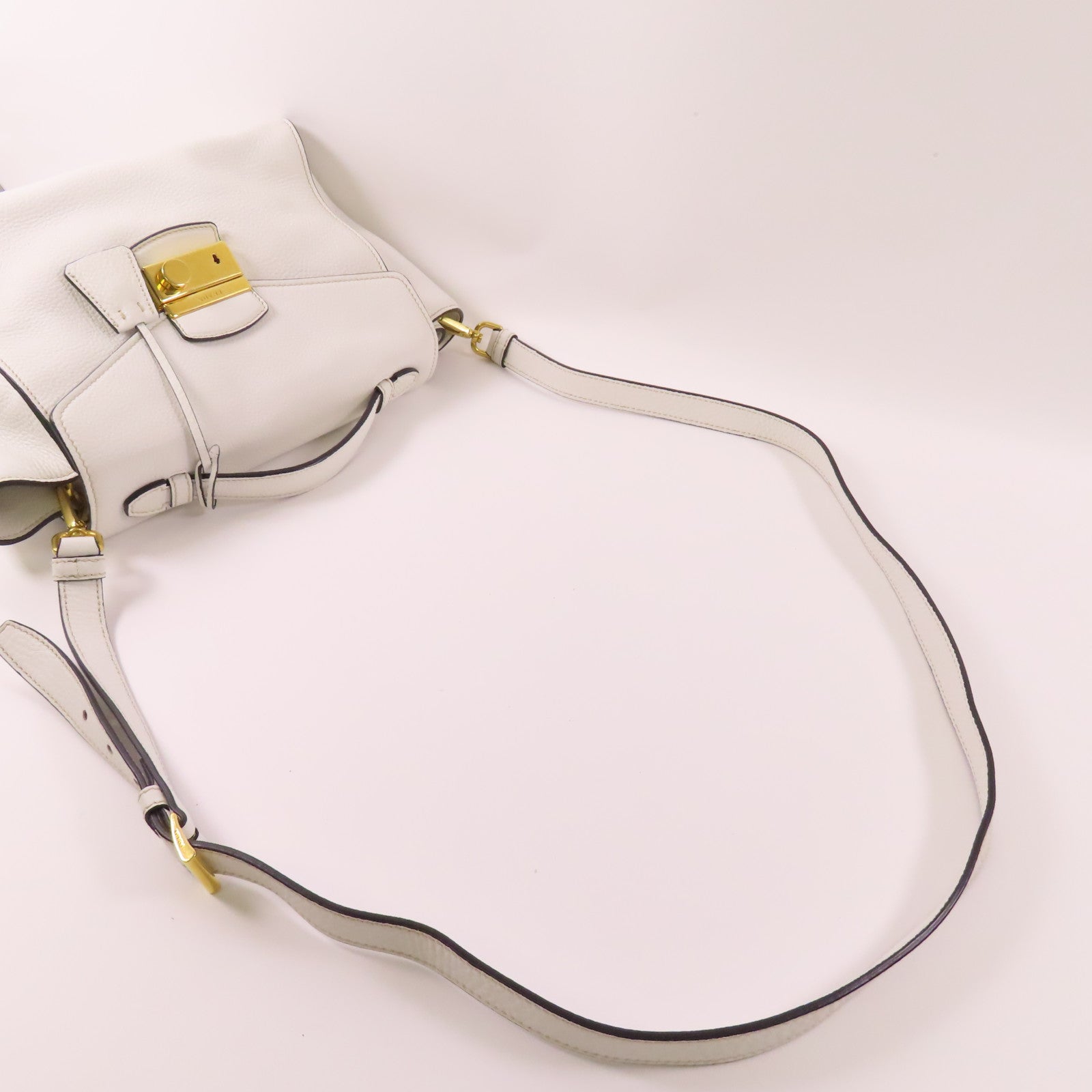 PRADA 牛皮皮革Shoulder Bag金扣手挽肩背兩用袋