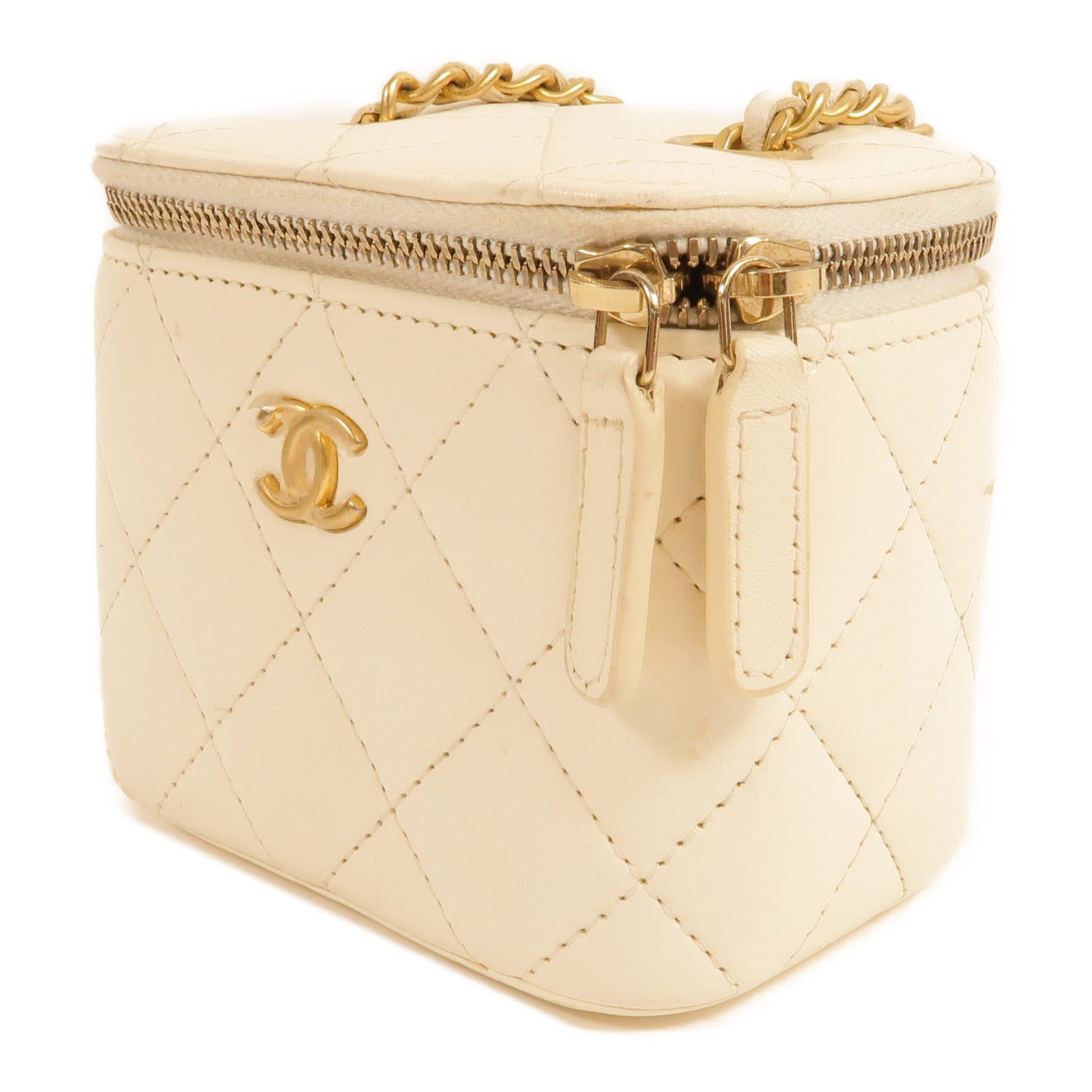 CHANEL 羊皮皮革Mini Vanity Case With Gold Ball鏈帶肩背袋