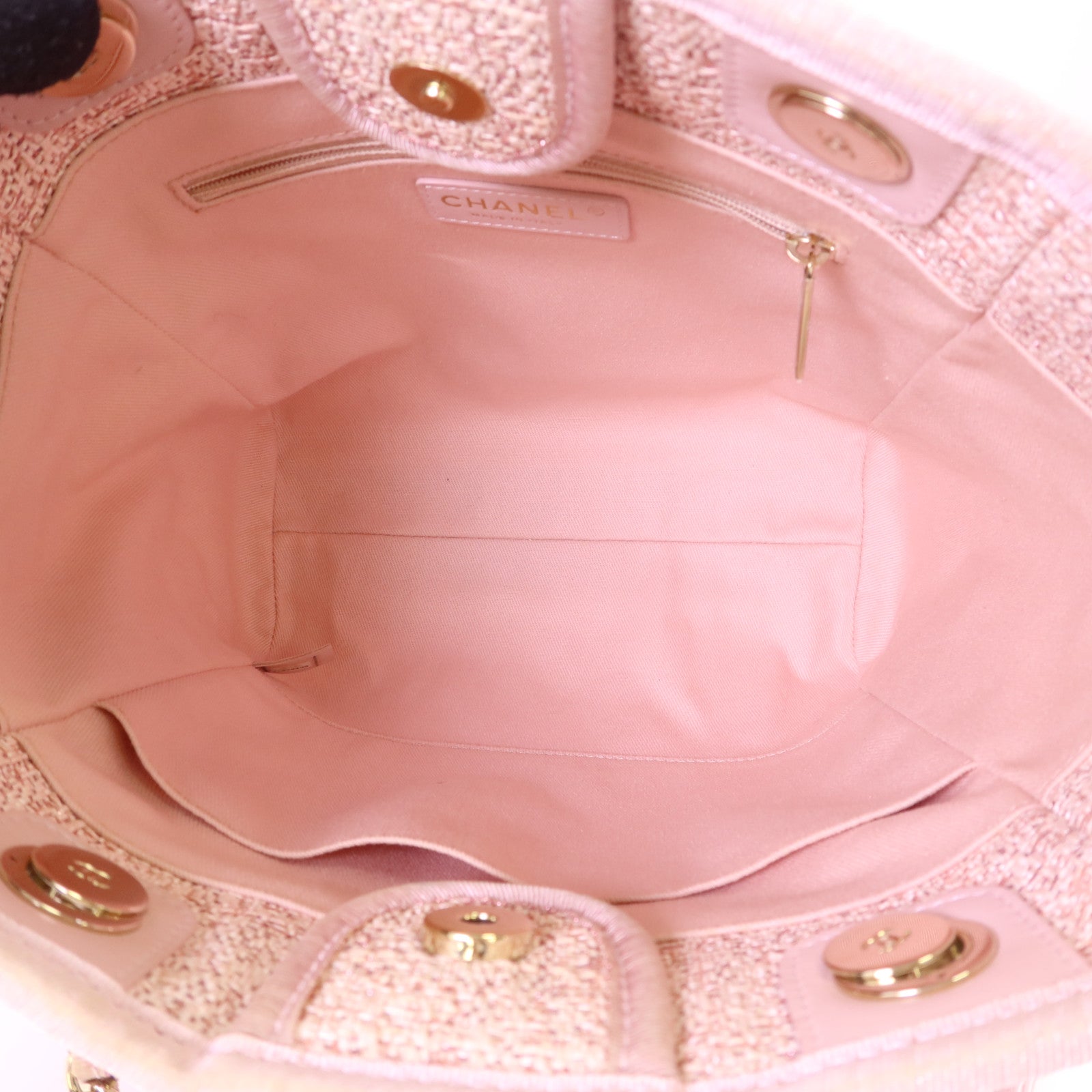 CHANEL 帆布Tote Bag金扣鏈帶手挽袋