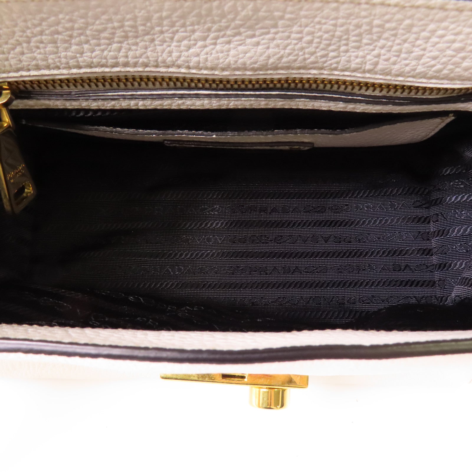 PRADA 牛皮皮革Shoulder Bag金扣手挽肩背兩用袋