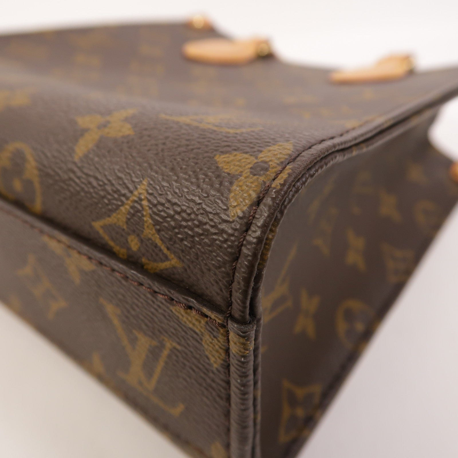LOUIS VUITTON Monogram Sac Plat BB金扣手挽肩背兩用袋棕色
