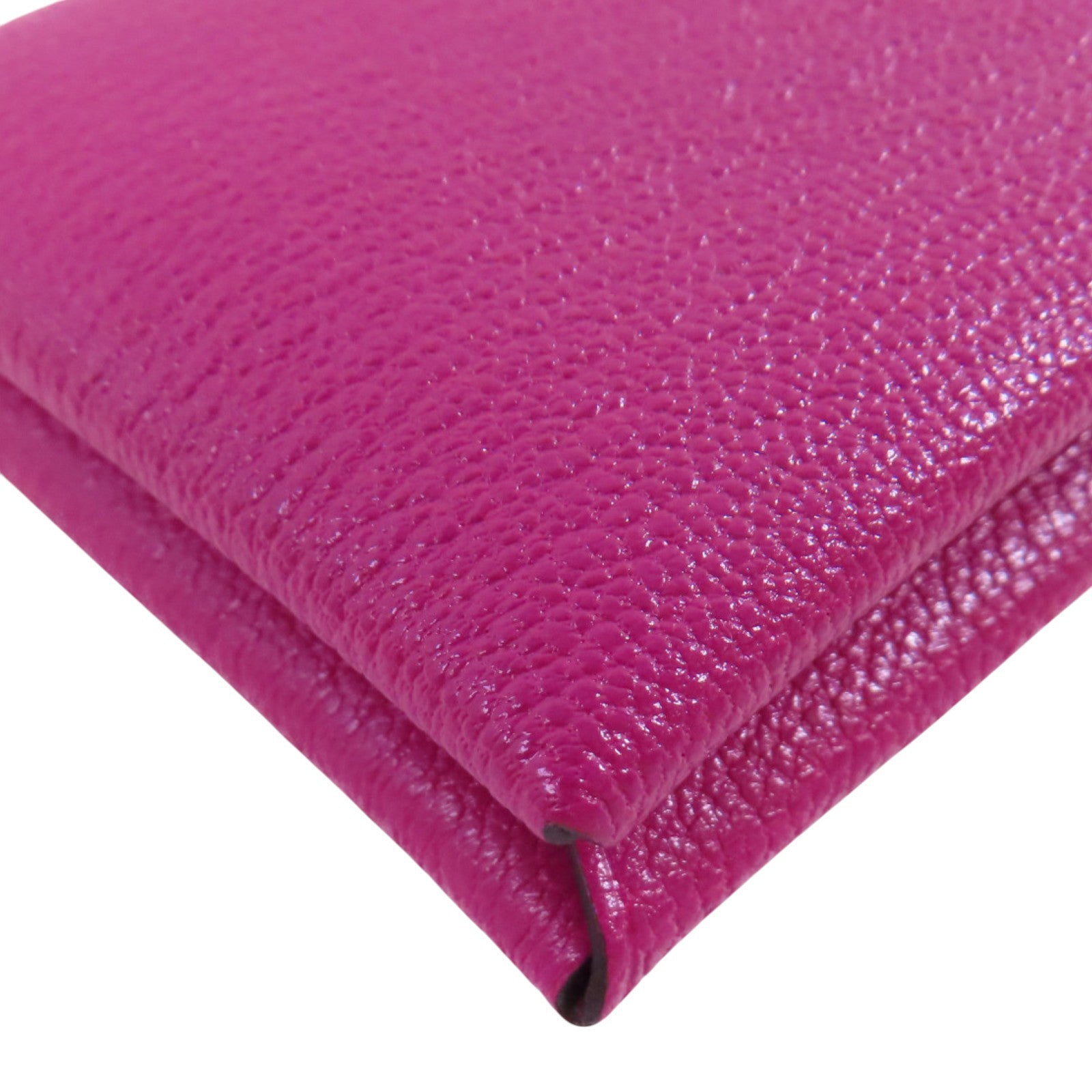 HERMES PHW Calvi Card Case Card Holder Chevre Leather