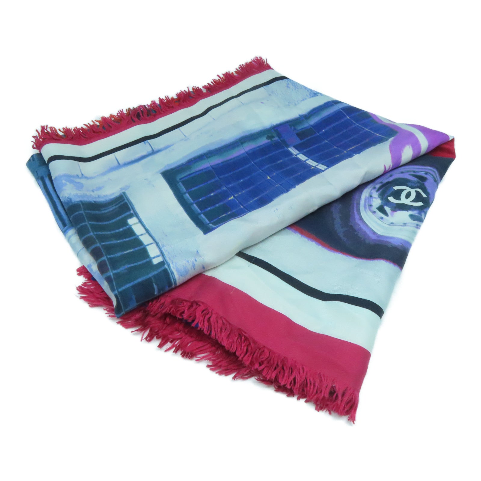 CHANEL 【激減優惠】絲質Scarf圍巾藍色/紅色