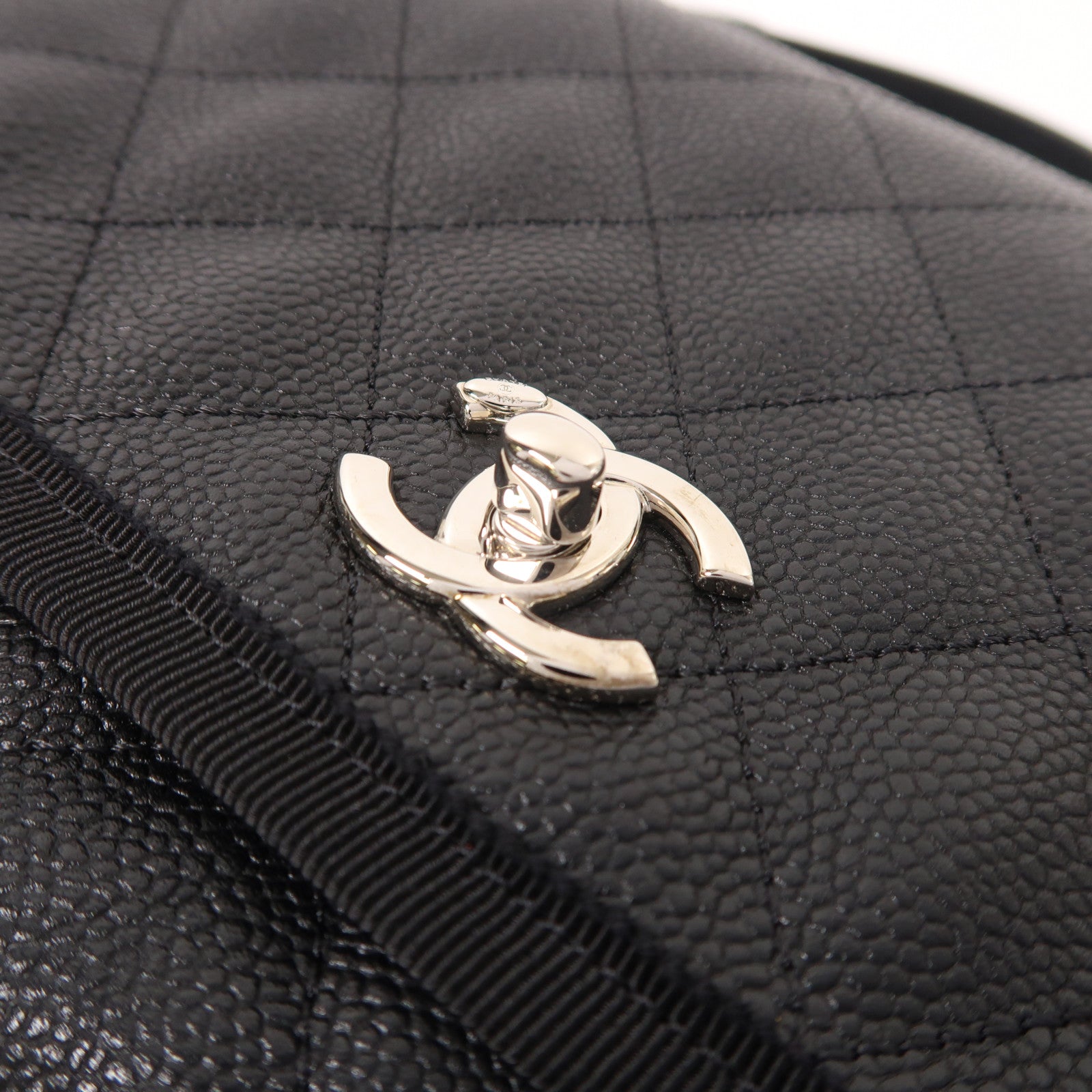 CHANEL CC SHW 2 Way Shoulder Bag Calfskin Leather Black