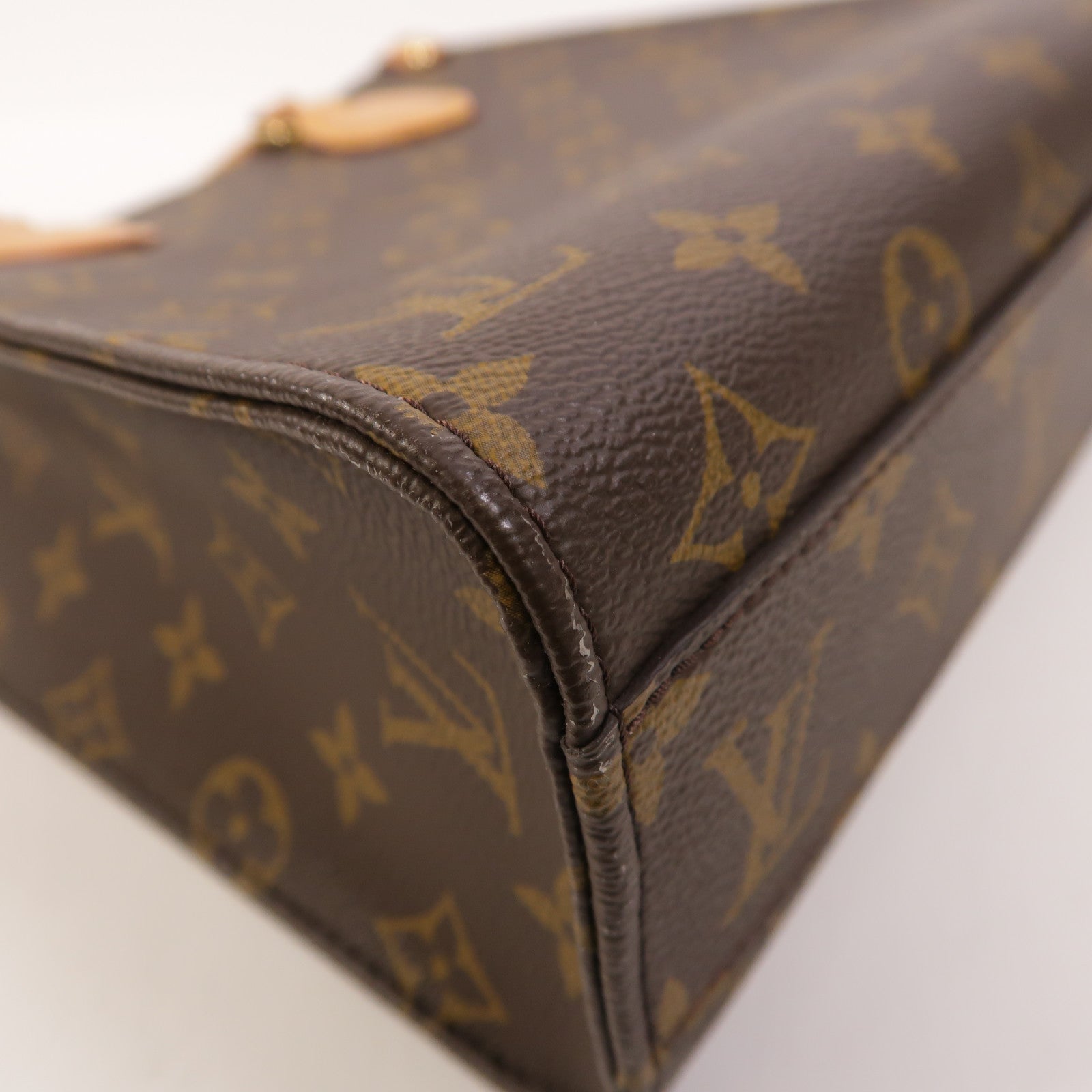 LOUIS VUITTON Monogram Sac Plat BB金扣手挽肩背兩用袋棕色