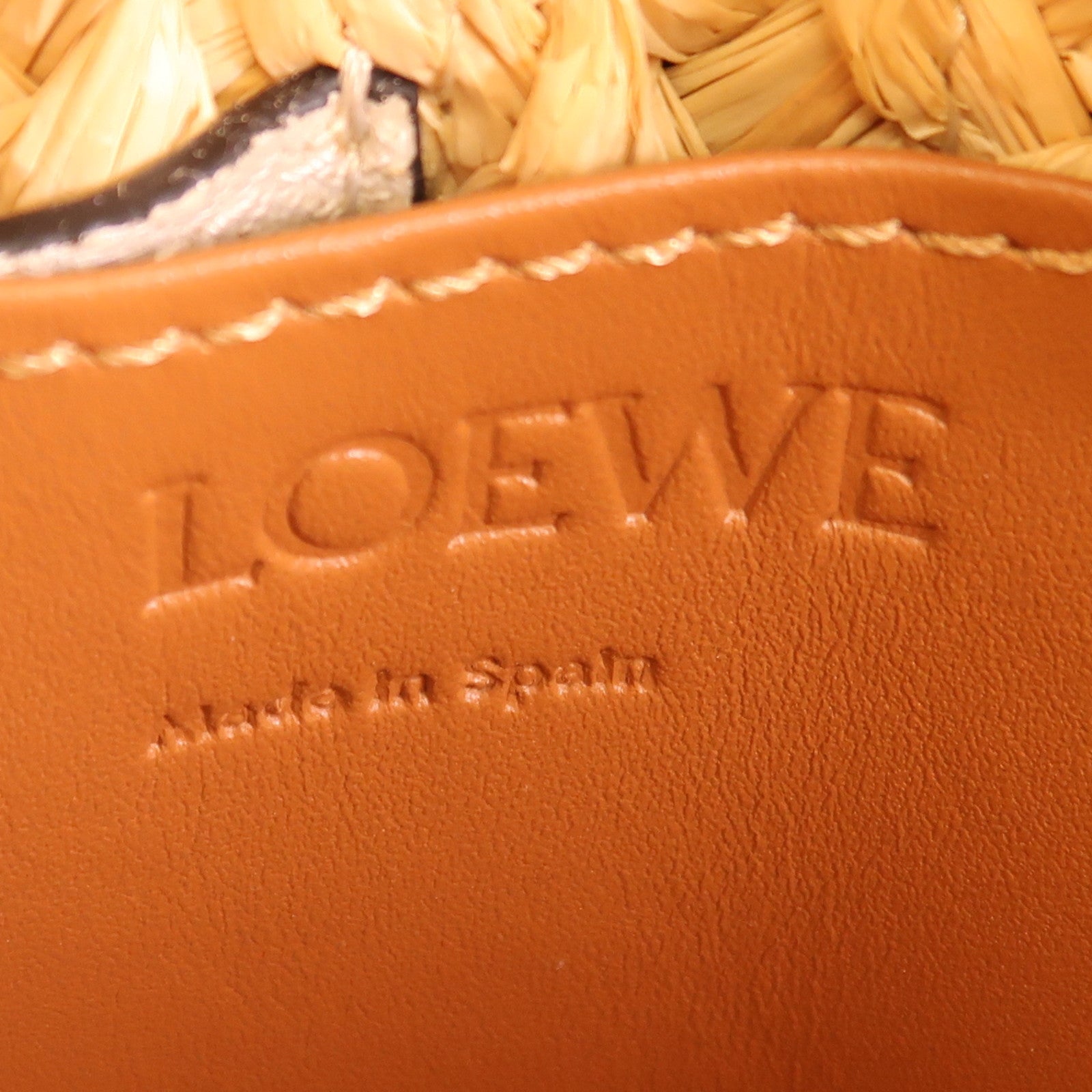 LOEWE 牛皮皮革/Raffia Small Gate Top Handle Bag金扣手挽肩背兩用袋