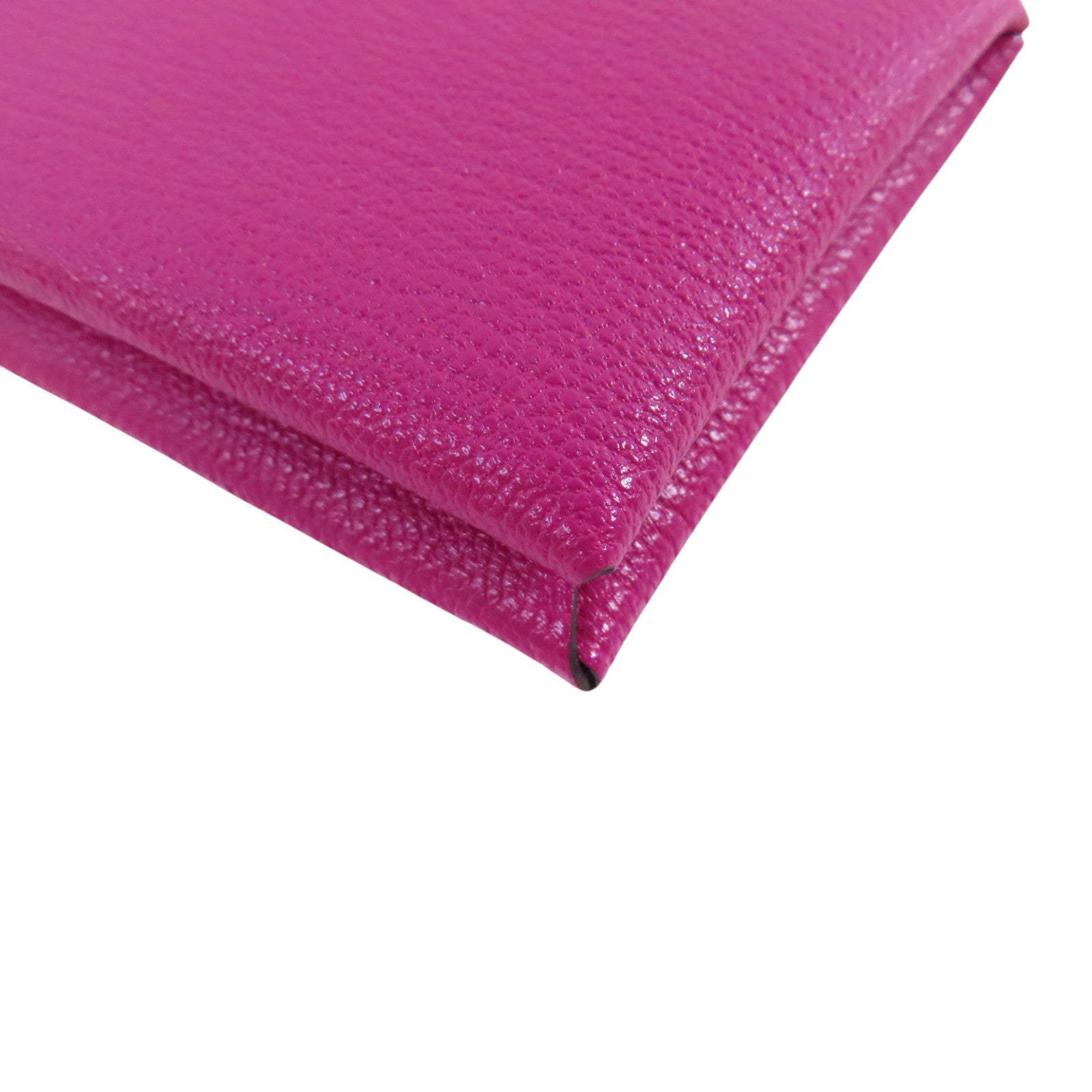 HERMES PHW Calvi Card Case Card Holder Chevre Leather