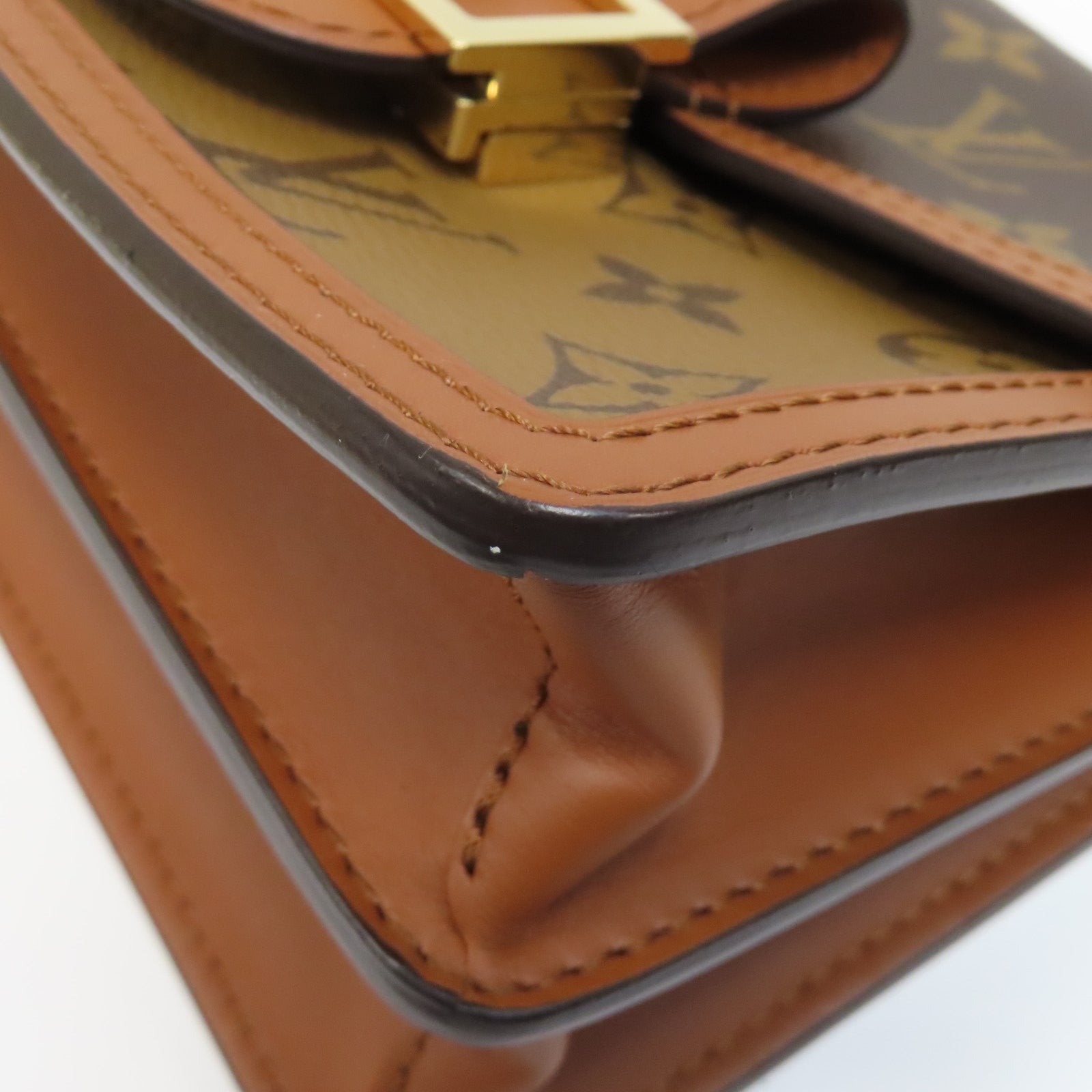 LOUIS VUITTON Monogram Dauphine金扣肩背袋啡色