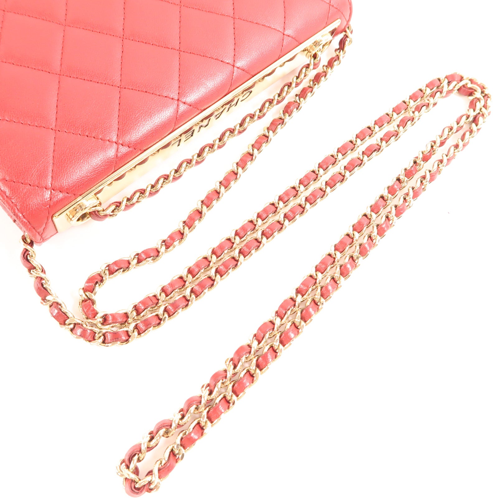 CHANEL 牛皮皮革WOC Wallet On Chain金扣鏈帶肩背袋