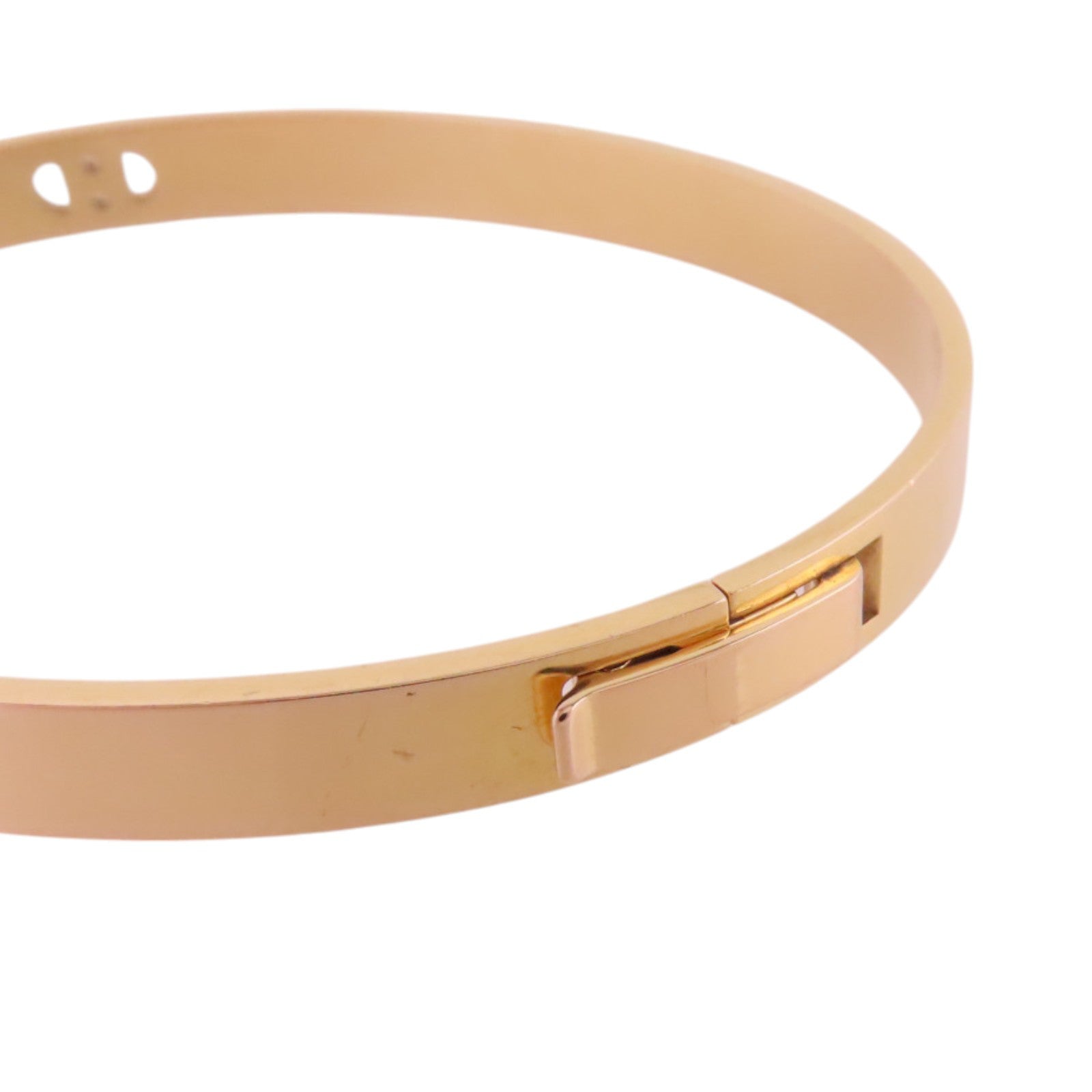 HERMES 18K玫瑰金/鑽石MiniChain D' Ancre Diamond Bangle金扣手鐲