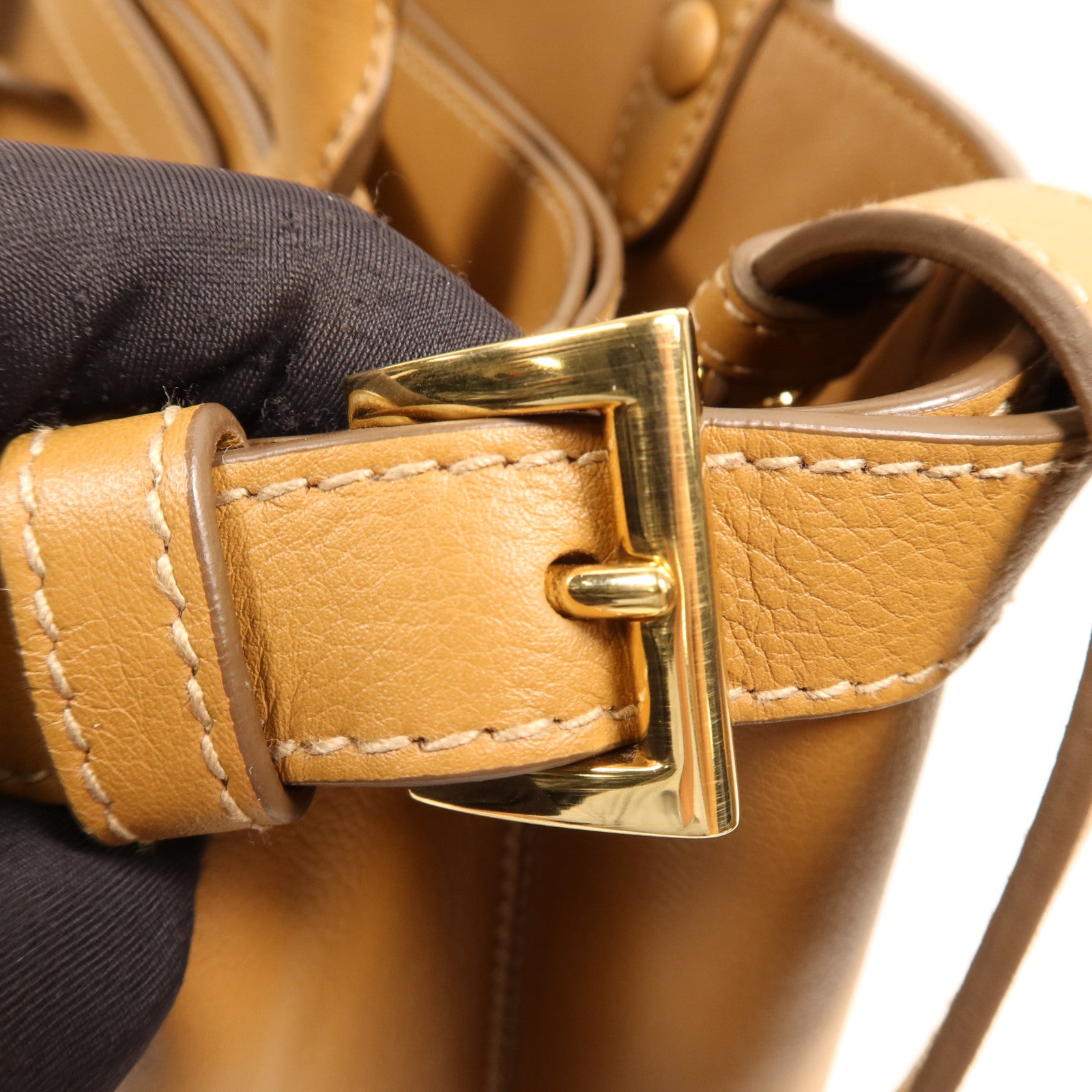 PRADA 牛皮皮革Buckle medium Bag金扣手挽肩背兩用袋