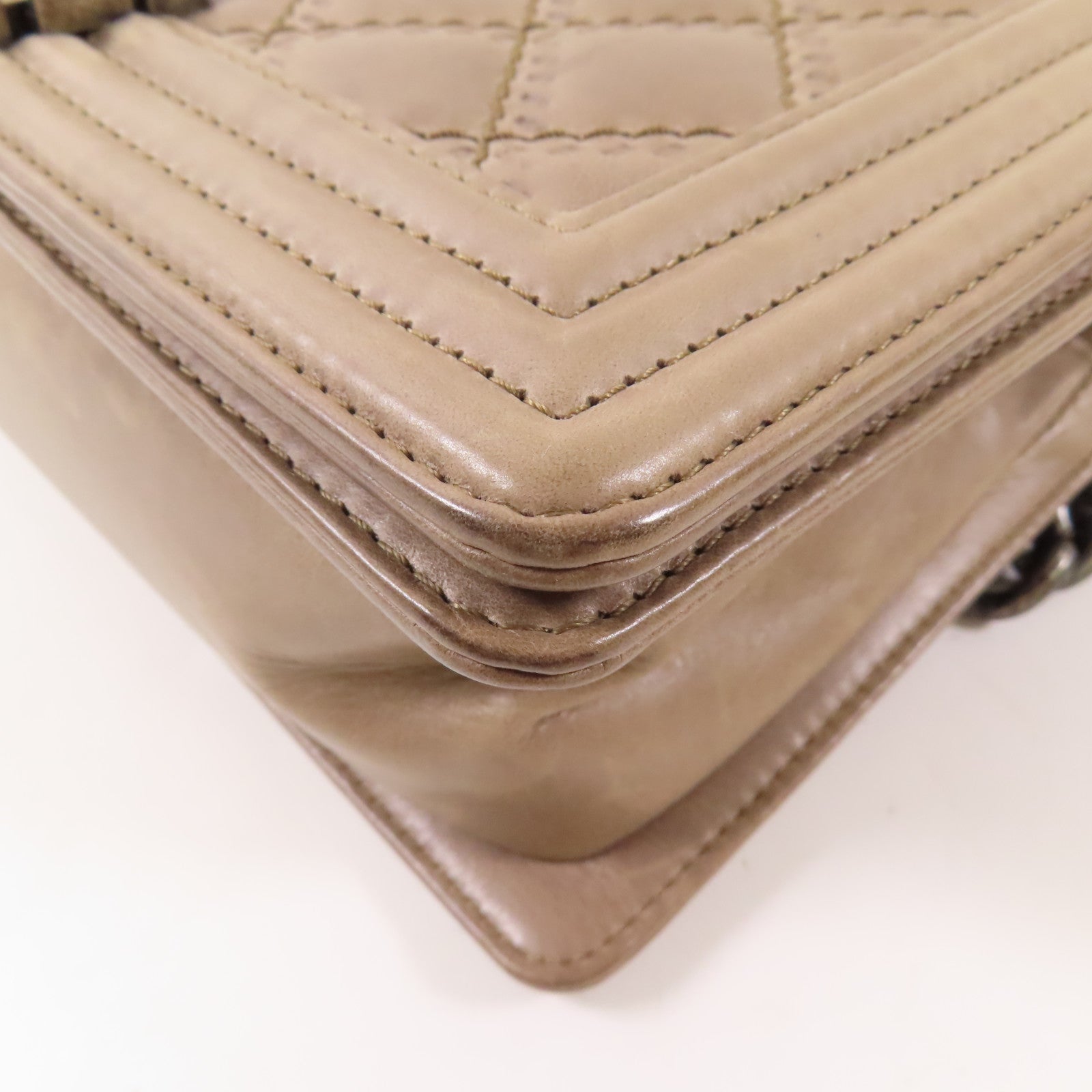 CHANEL 【激減優惠】牛皮皮革Boy 25銀扣鏈帶肩背袋