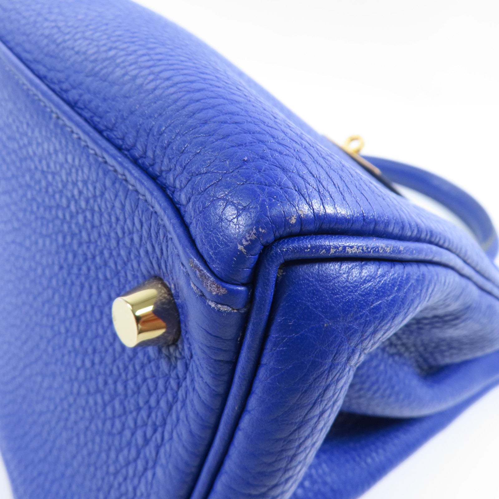 HERMES Clemence皮革Kelly 28金扣手挽肩背兩用袋71 Bleu France