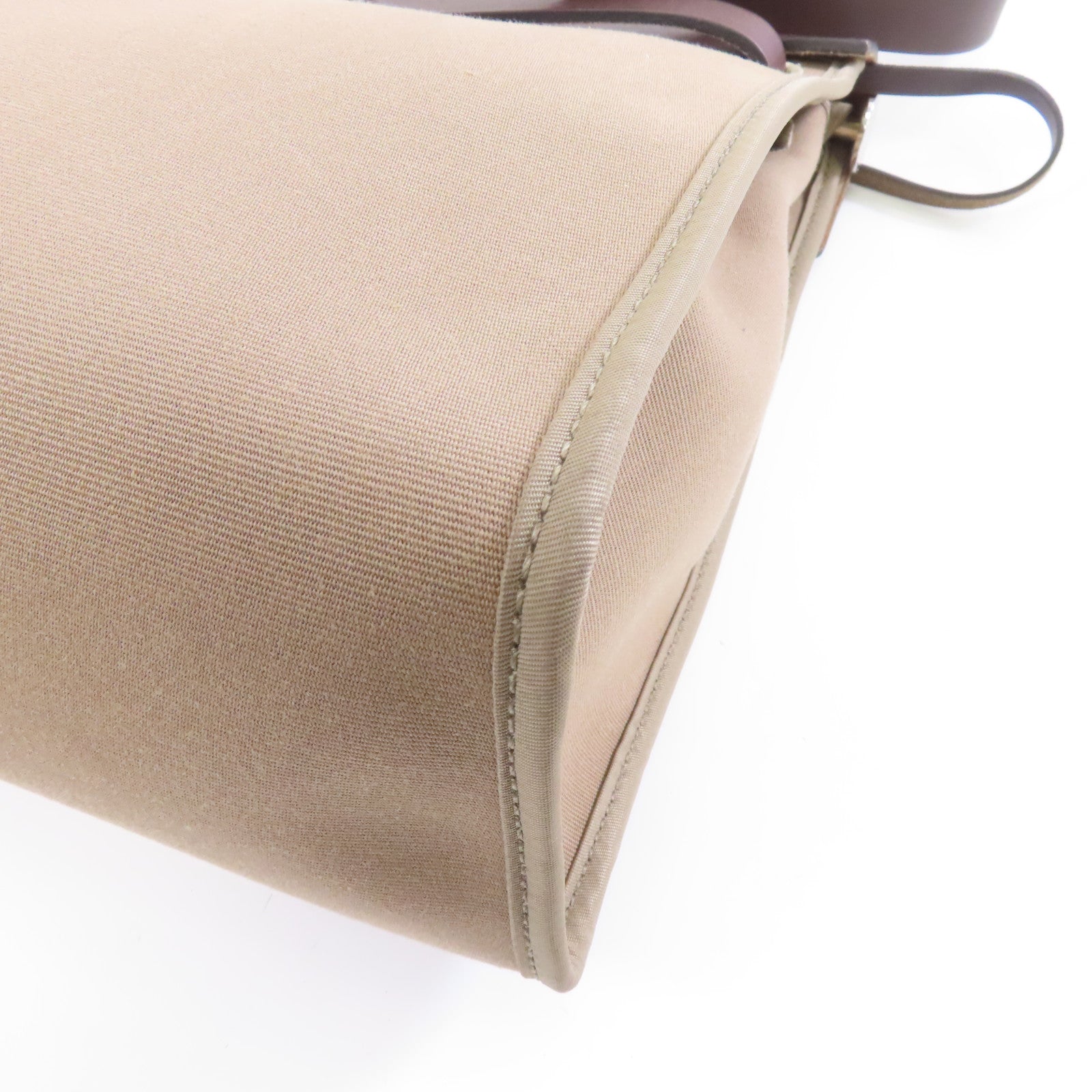HERMES 帆布Herbag PM銀扣手挽肩背兩用袋Etoupe/米灰色