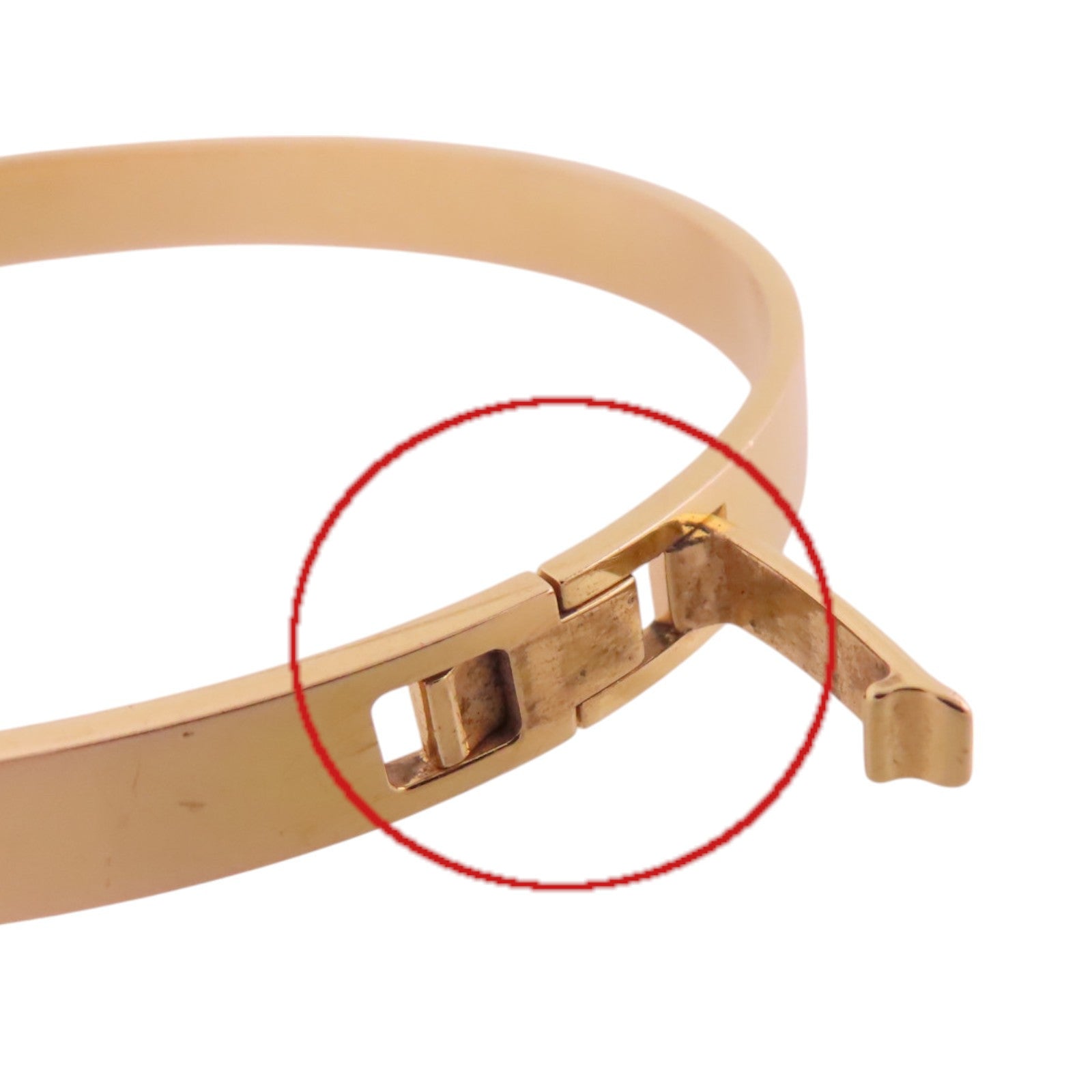 HERMES 18K玫瑰金/鑽石MiniChain D' Ancre Diamond Bangle金扣手鐲