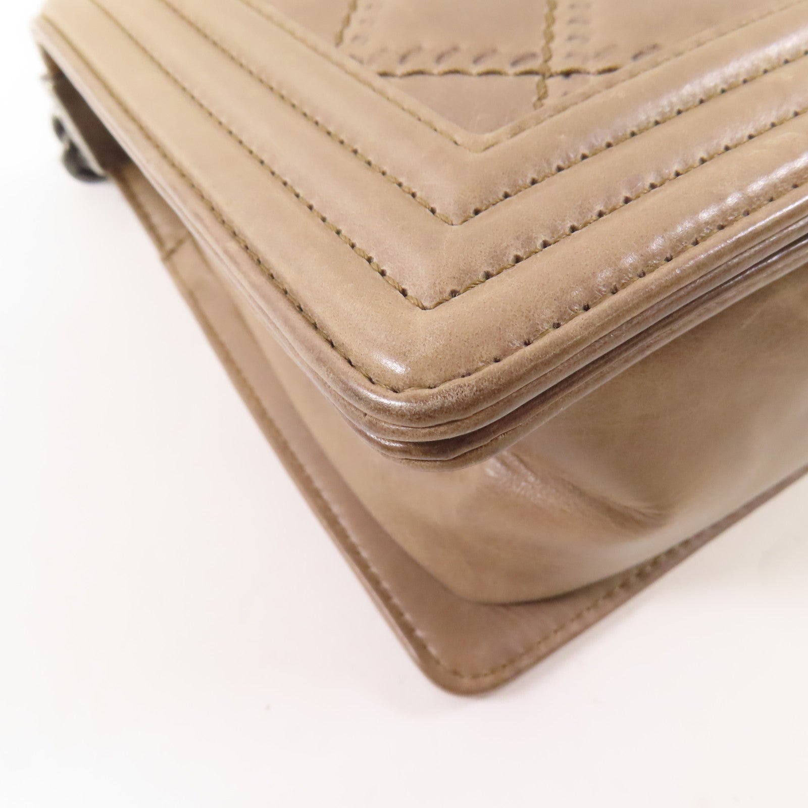 CHANEL 【激減優惠】牛皮皮革Boy 25銀扣鏈帶肩背袋