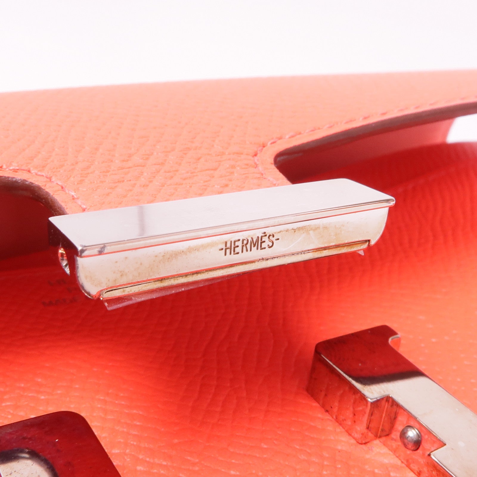 HERMES Epsom皮革Constance Wallet銀扣長錢包T5 Rose Jaipur