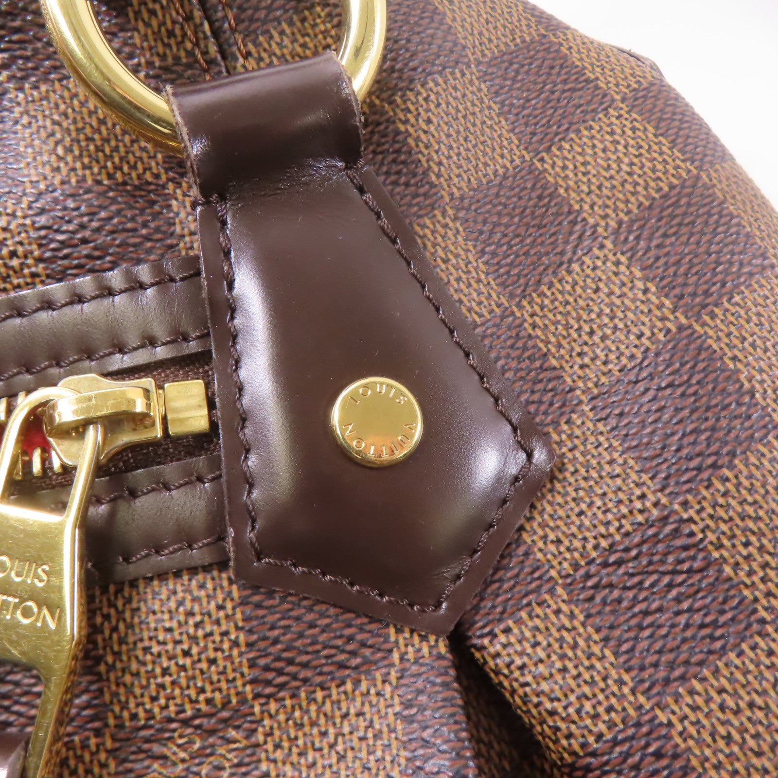 LOUIS VUITTON Damier Evora MM金扣手挽肩背兩用袋棕色