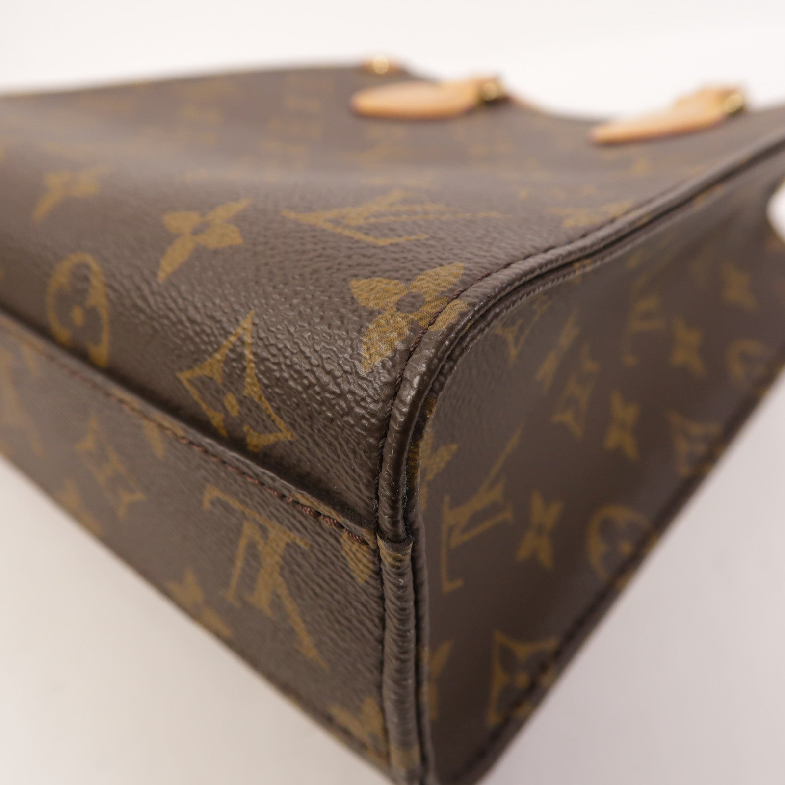 LOUIS VUITTON Monogram Sac Plat BB金扣手挽肩背兩用袋棕色