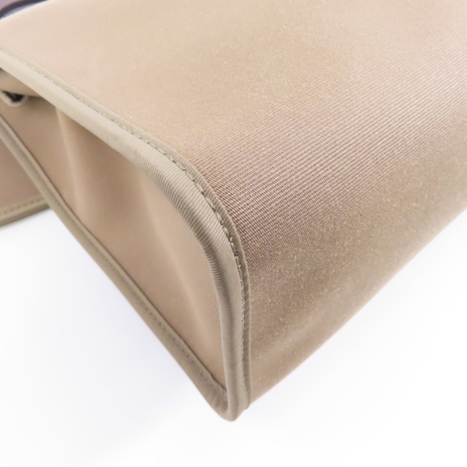 HERMES 帆布Herbag PM銀扣手挽肩背兩用袋Etoupe/米灰色