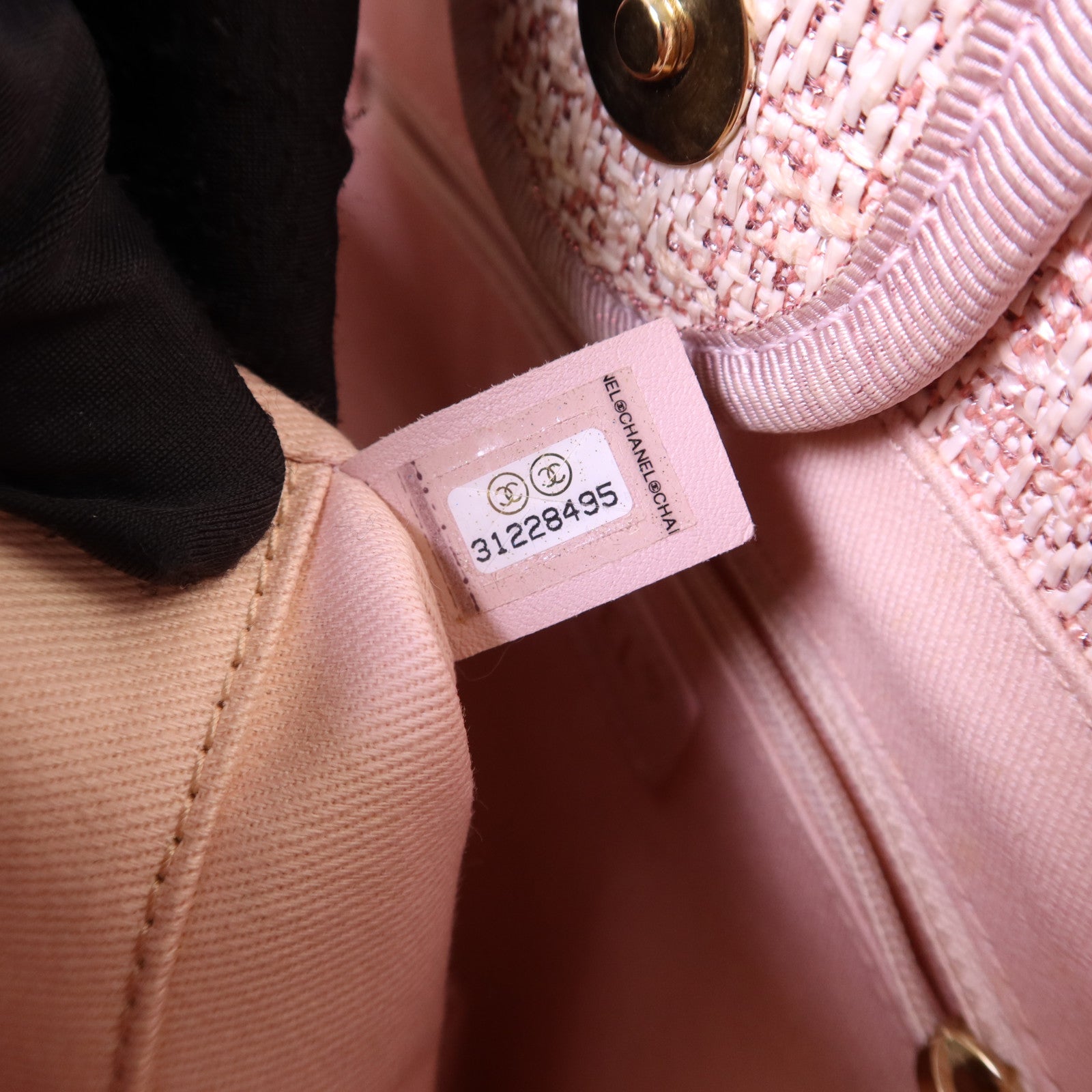 CHANEL 帆布Tote Bag金扣鏈帶手挽袋