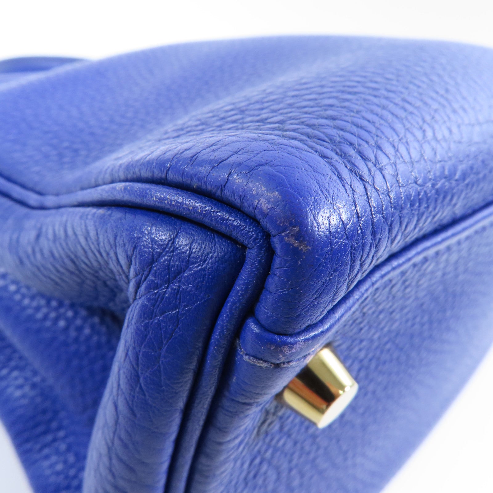 HERMES Clemence皮革Kelly 28金扣手挽肩背兩用袋71 Bleu France