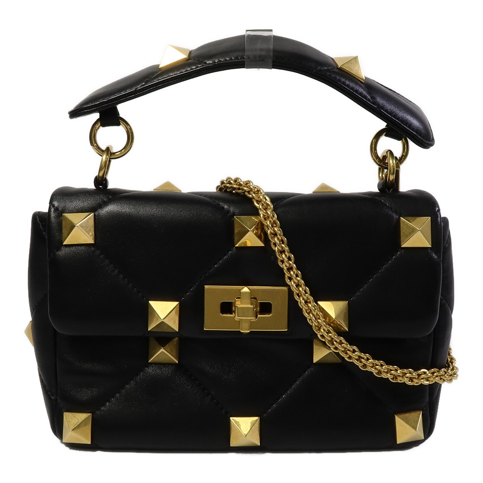 Valentino 羊皮皮革Garavani Roman Stud鏈帶手挽肩背兩用袋