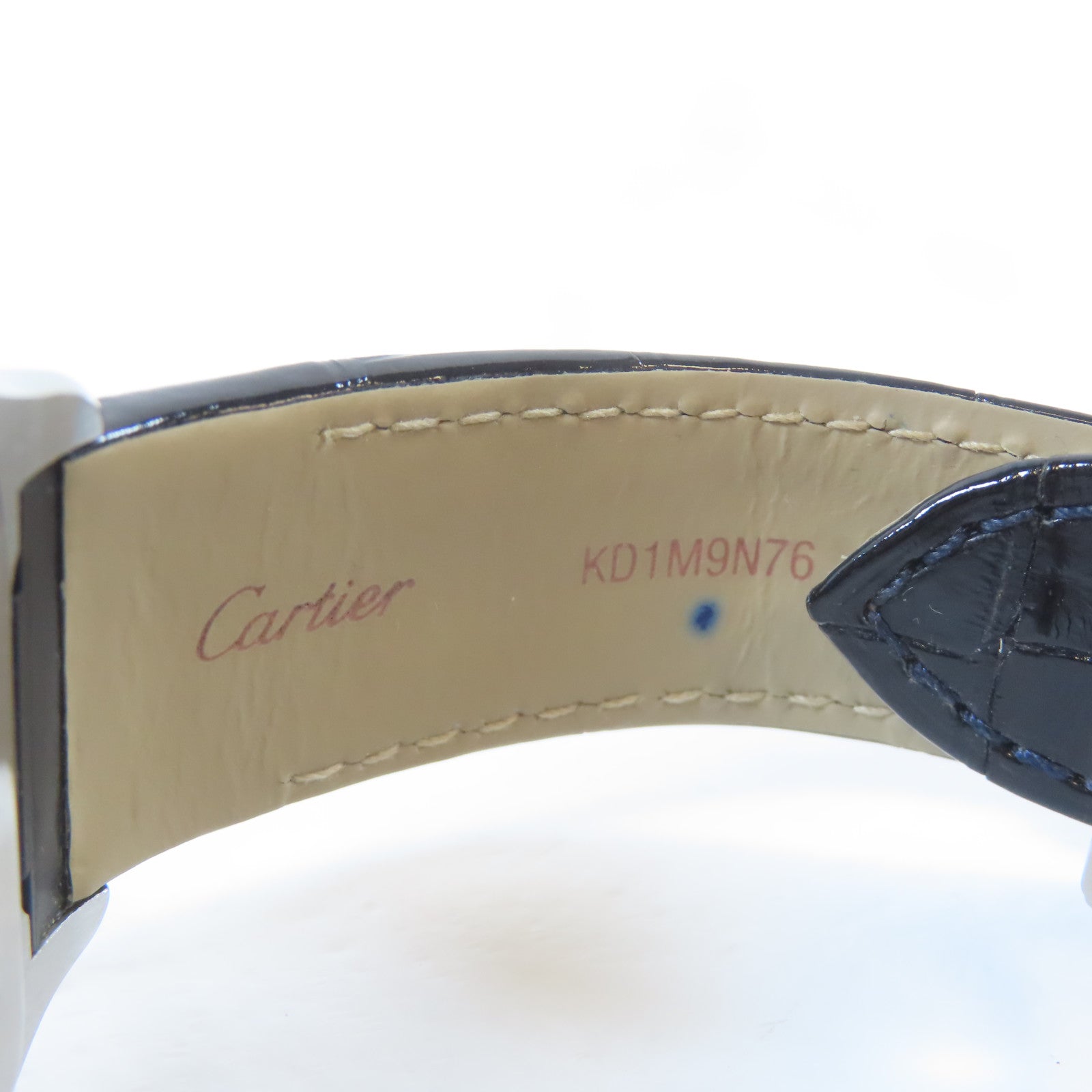 CARTIER Santos 100不鏽鋼/皮革手錶自動機芯白色#16cm
