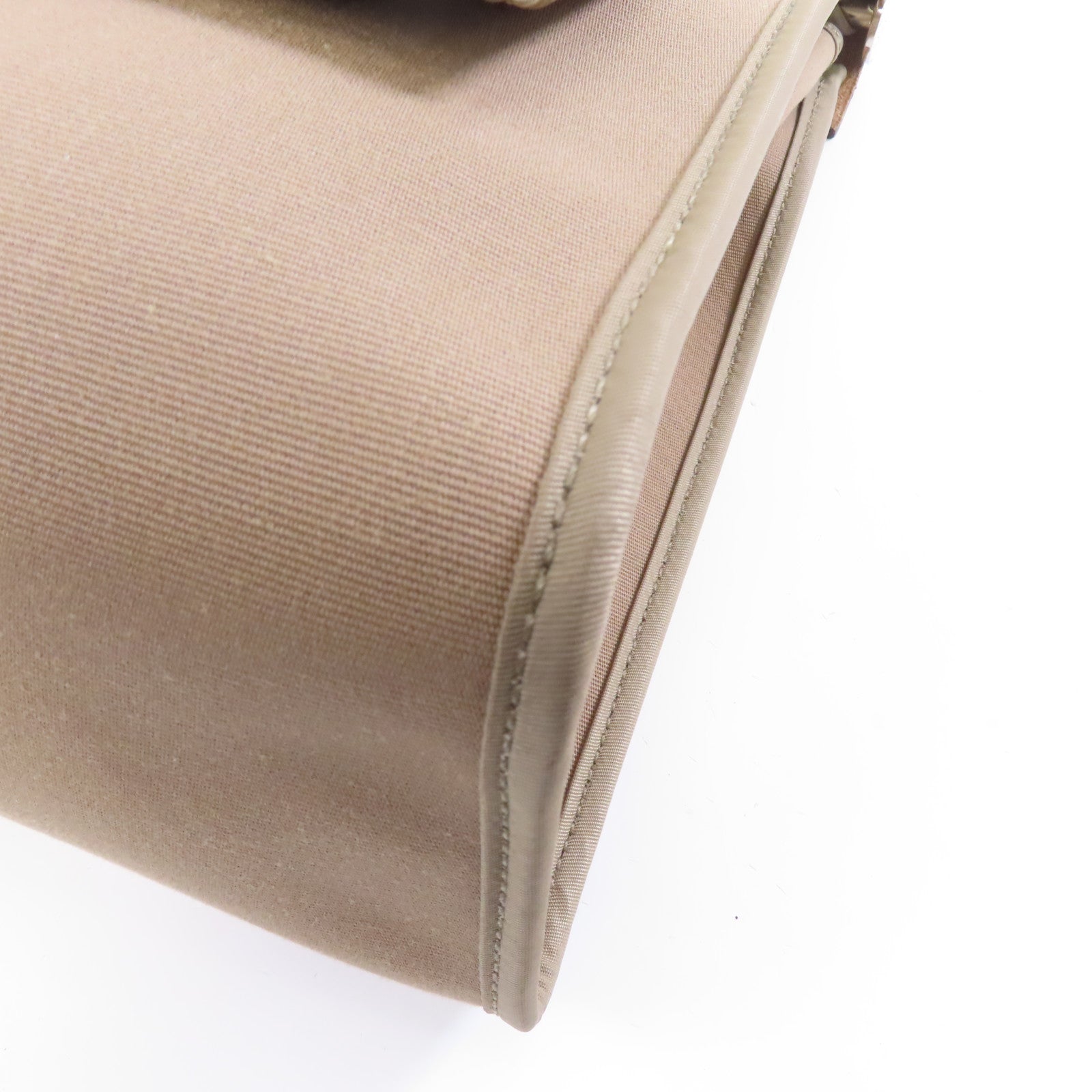 HERMES 帆布Herbag PM銀扣手挽肩背兩用袋Etoupe/米灰色
