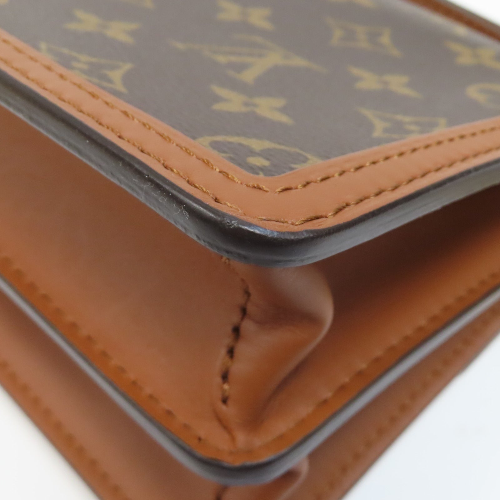 LOUIS VUITTON Monogram Dauphine金扣肩背袋啡色