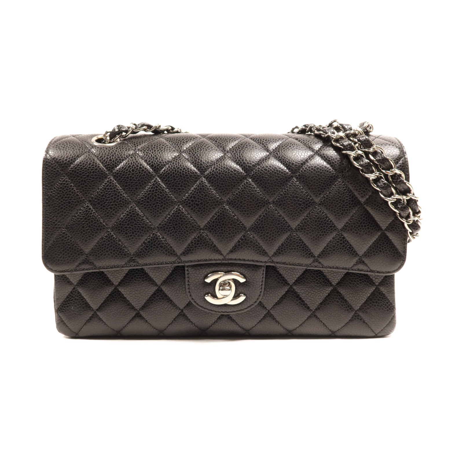 CHANEL 【激減優惠】牛皮皮革Classic 25銀扣鏈帶肩背袋