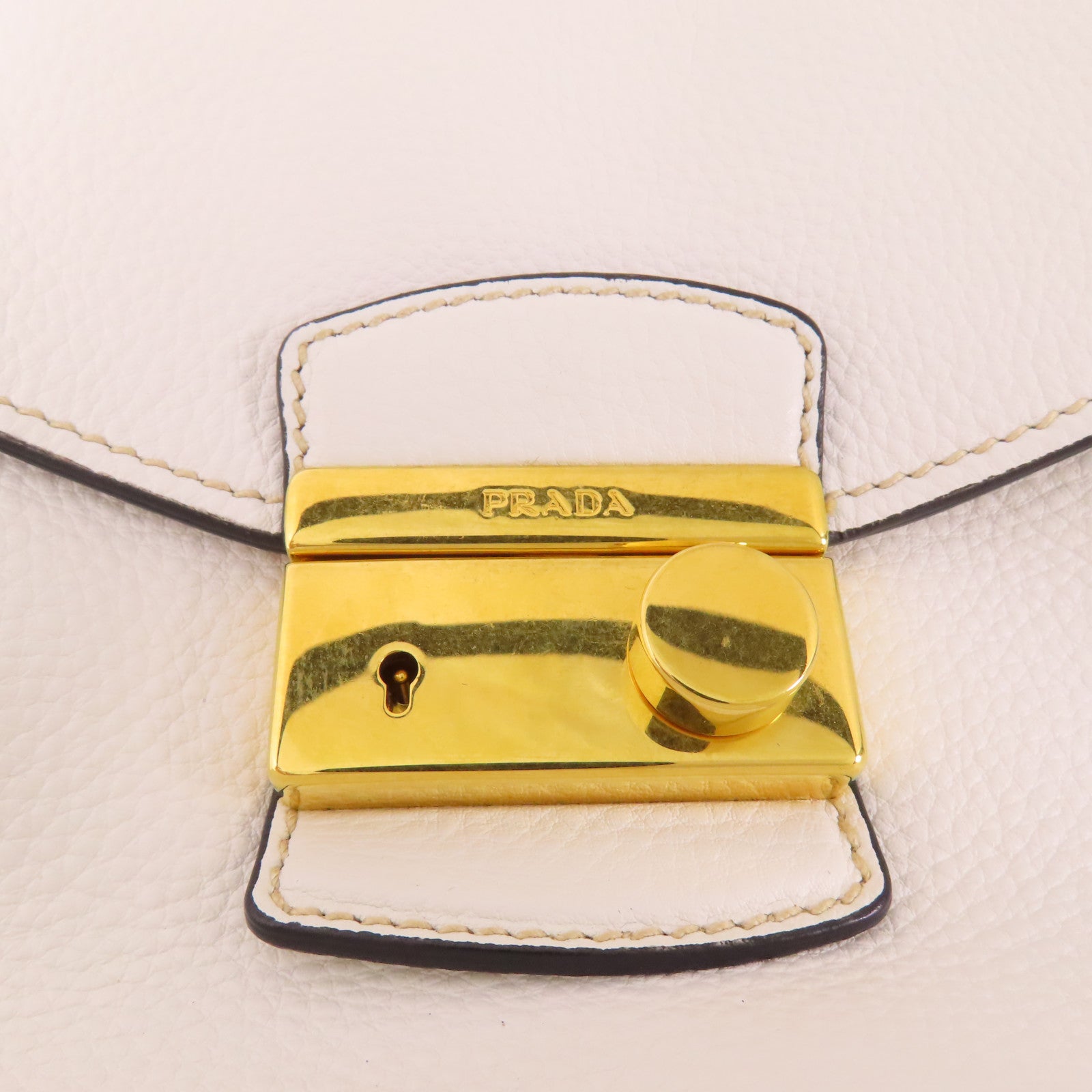 PRADA 牛皮皮革Shoulder Bag金扣手挽肩背兩用袋