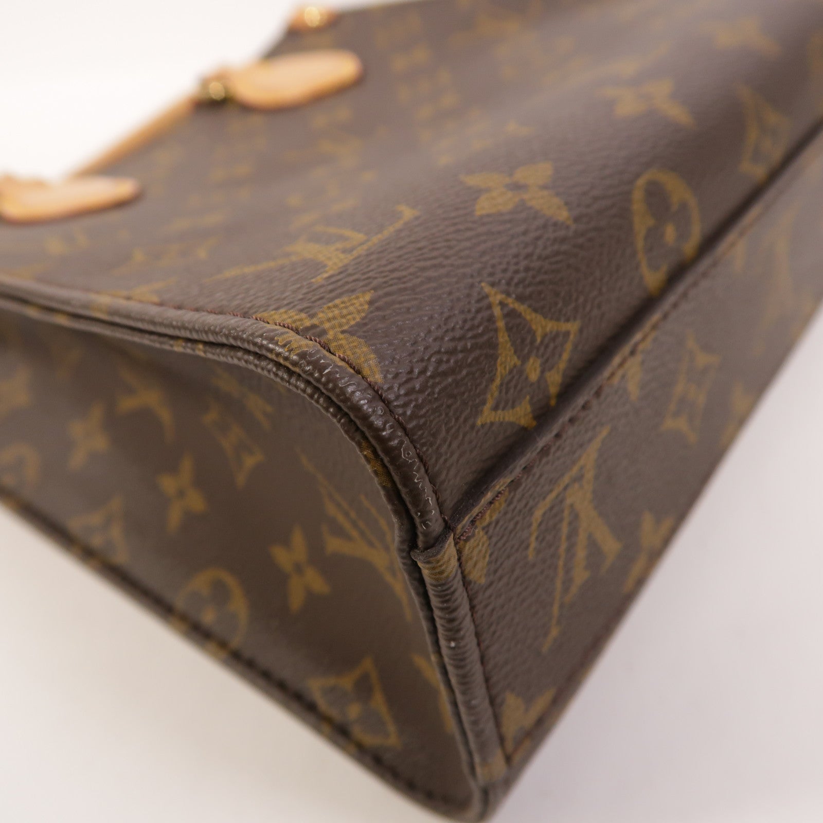 LOUIS VUITTON Monogram Sac Plat BB金扣手挽肩背兩用袋棕色