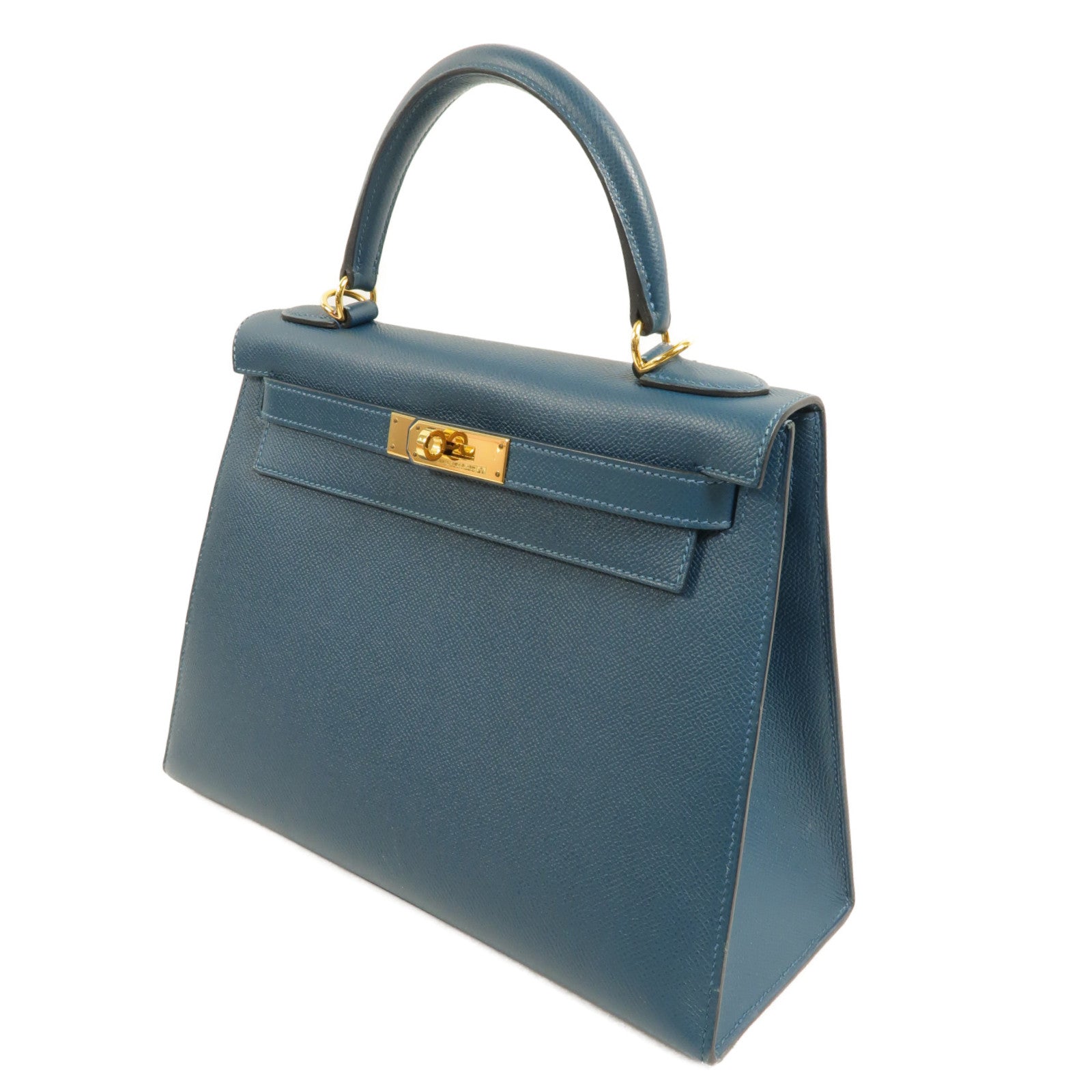 HERMES Epsom皮革Kelly 28手挽肩背兩用袋Bleu Colvert
