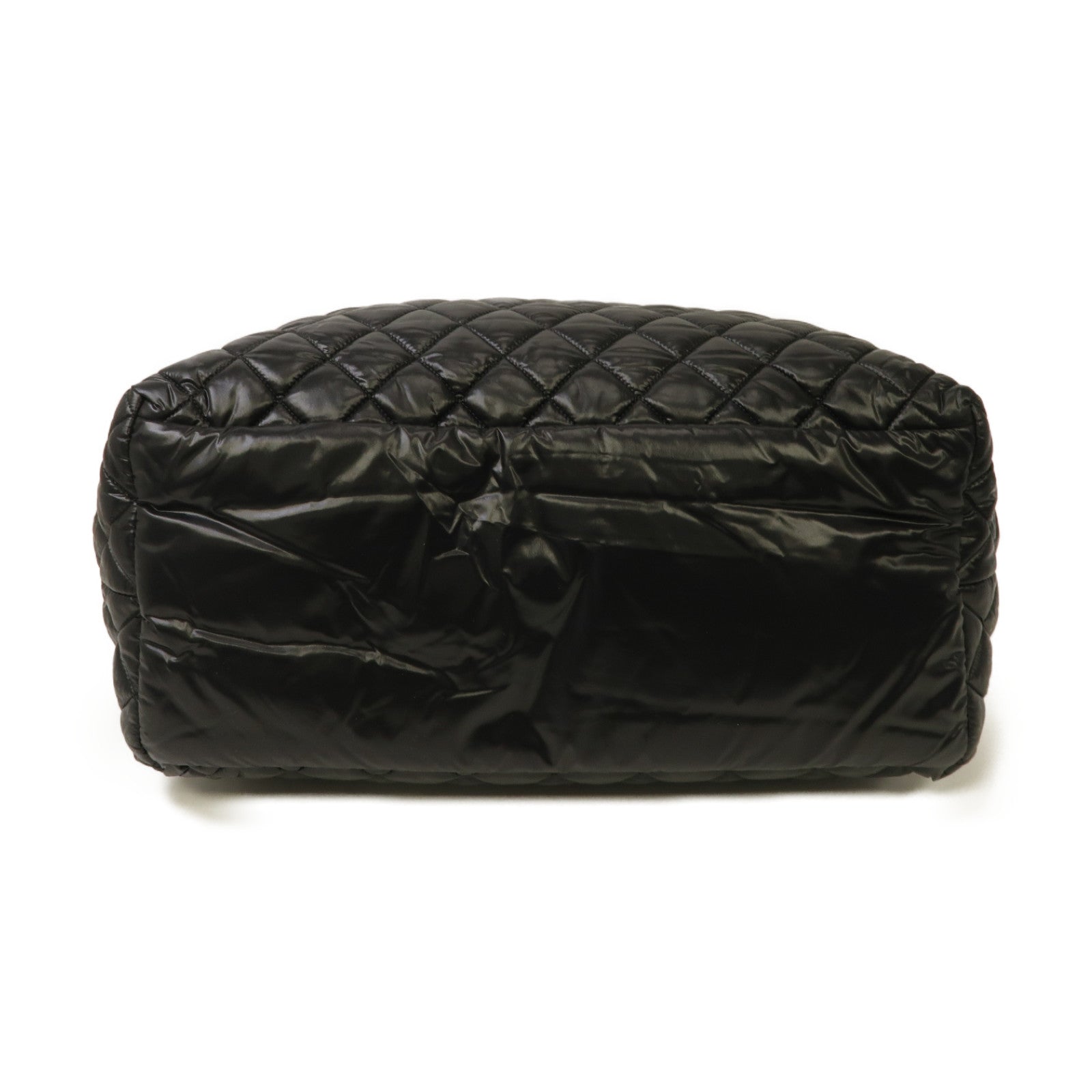 CHANEL 菱格尼龍Coco Cocoon銀扣手挽袋黑色