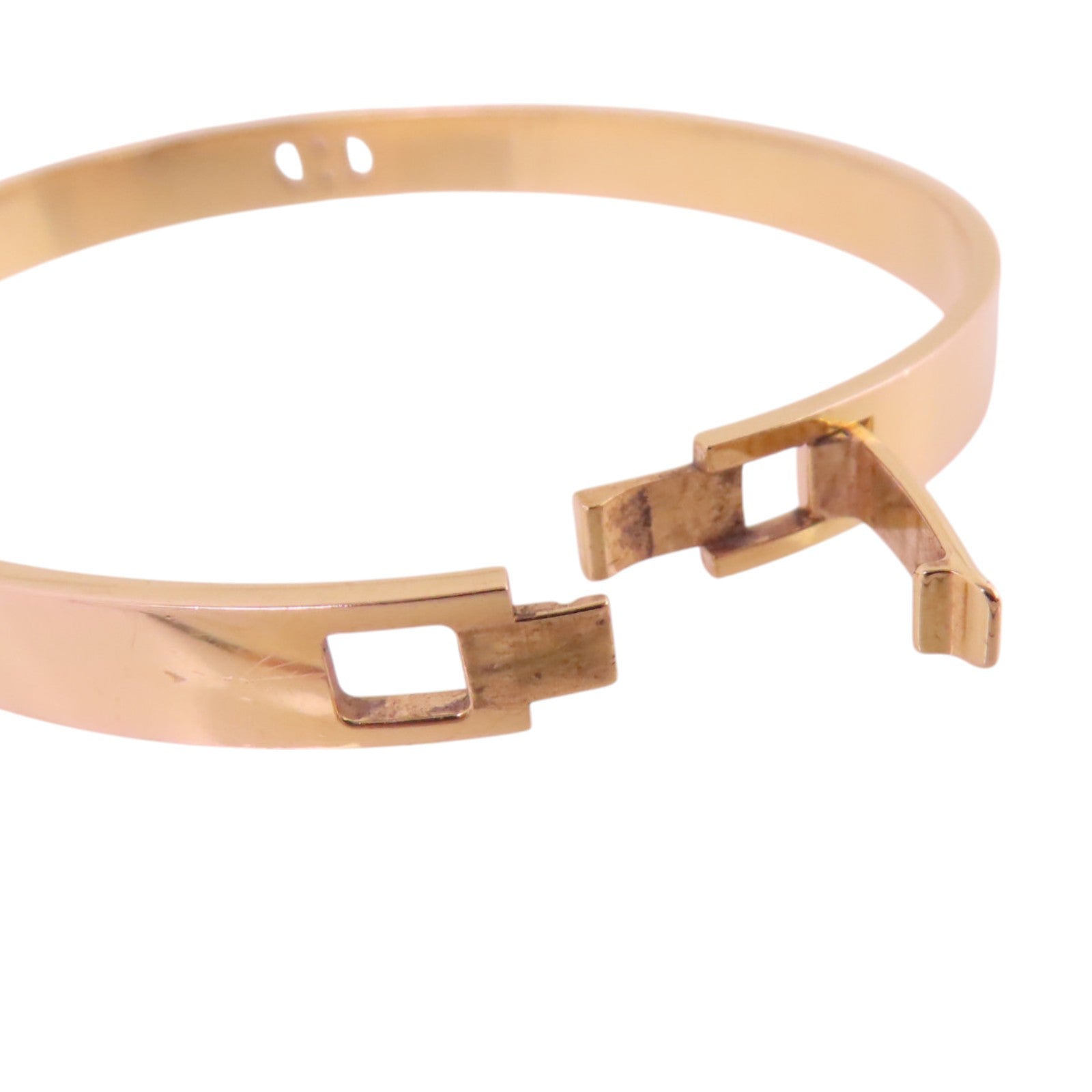 HERMES 18K玫瑰金/鑽石MiniChain D' Ancre Diamond Bangle金扣手鐲
