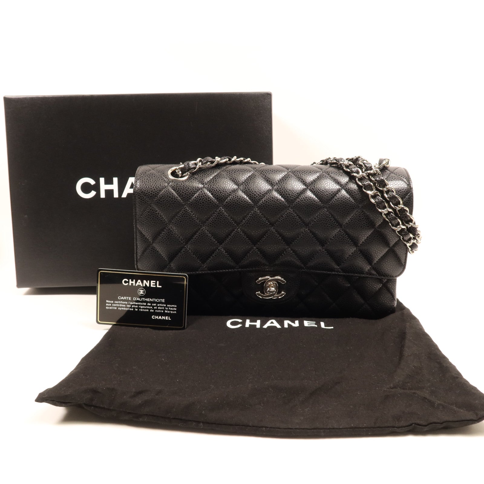 CHANEL 牛皮皮革Classic 25銀扣鏈帶肩背袋