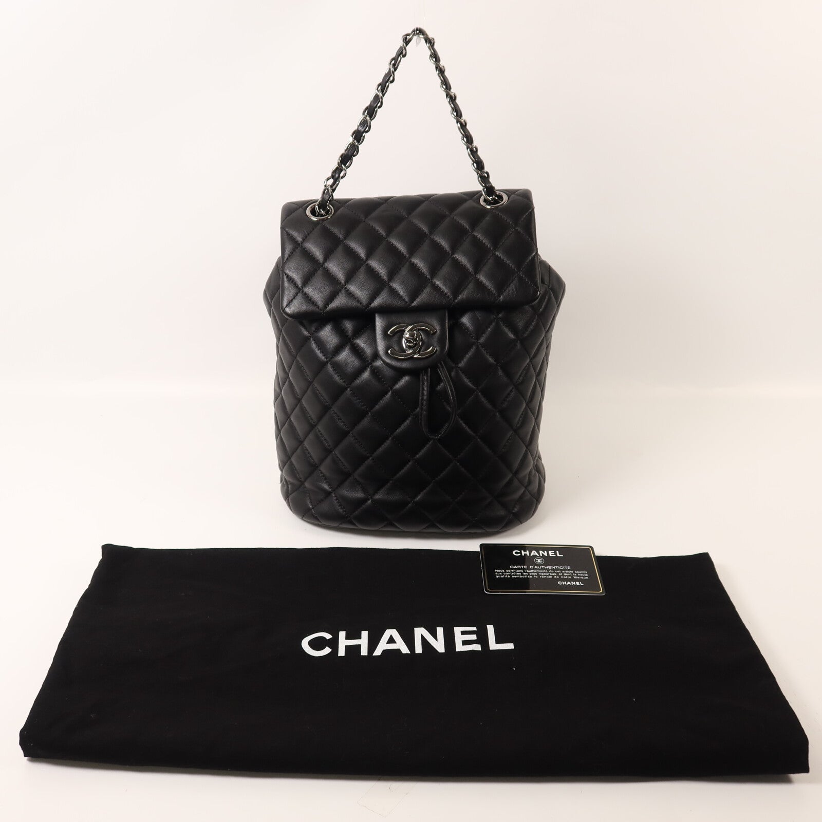 CHANEL 羊皮皮革Urban Spirit Backpack鏈帶背包