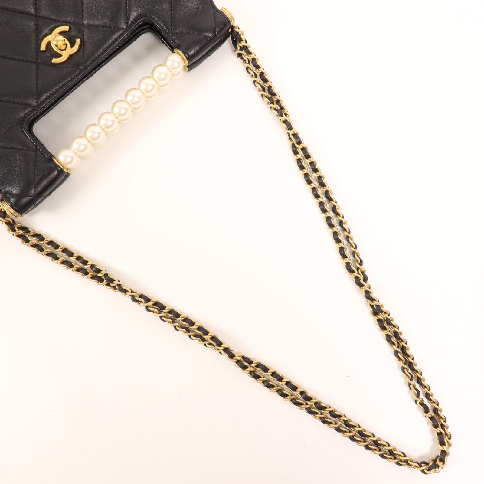 CHANEL 羊皮皮革25 Pearl Handle Shopping Bag金扣手挽肩背兩用袋