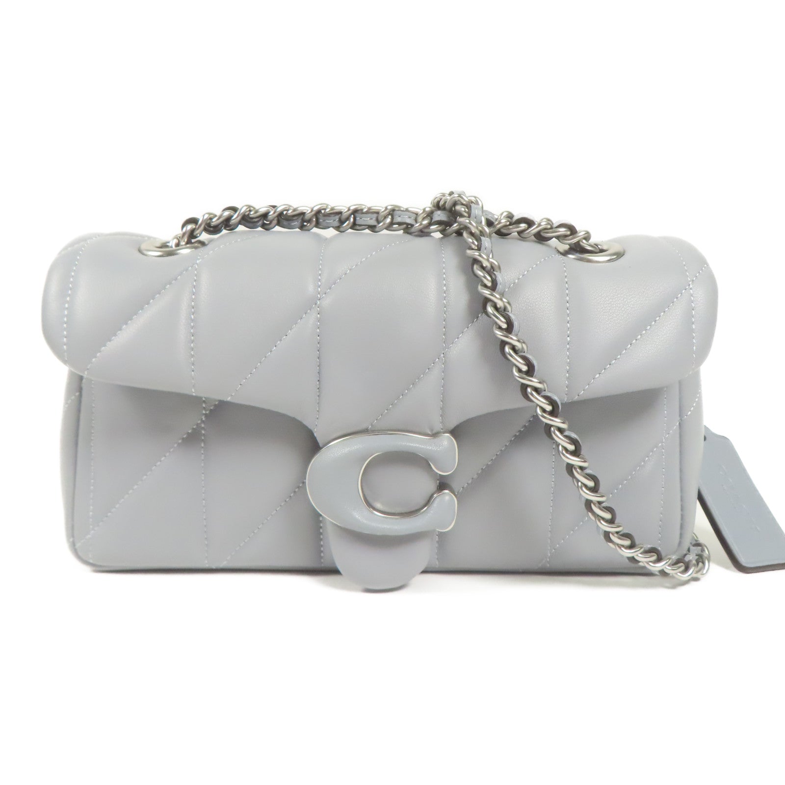 COACH 皮革Shoulder Bag銀扣鏈帶肩背袋